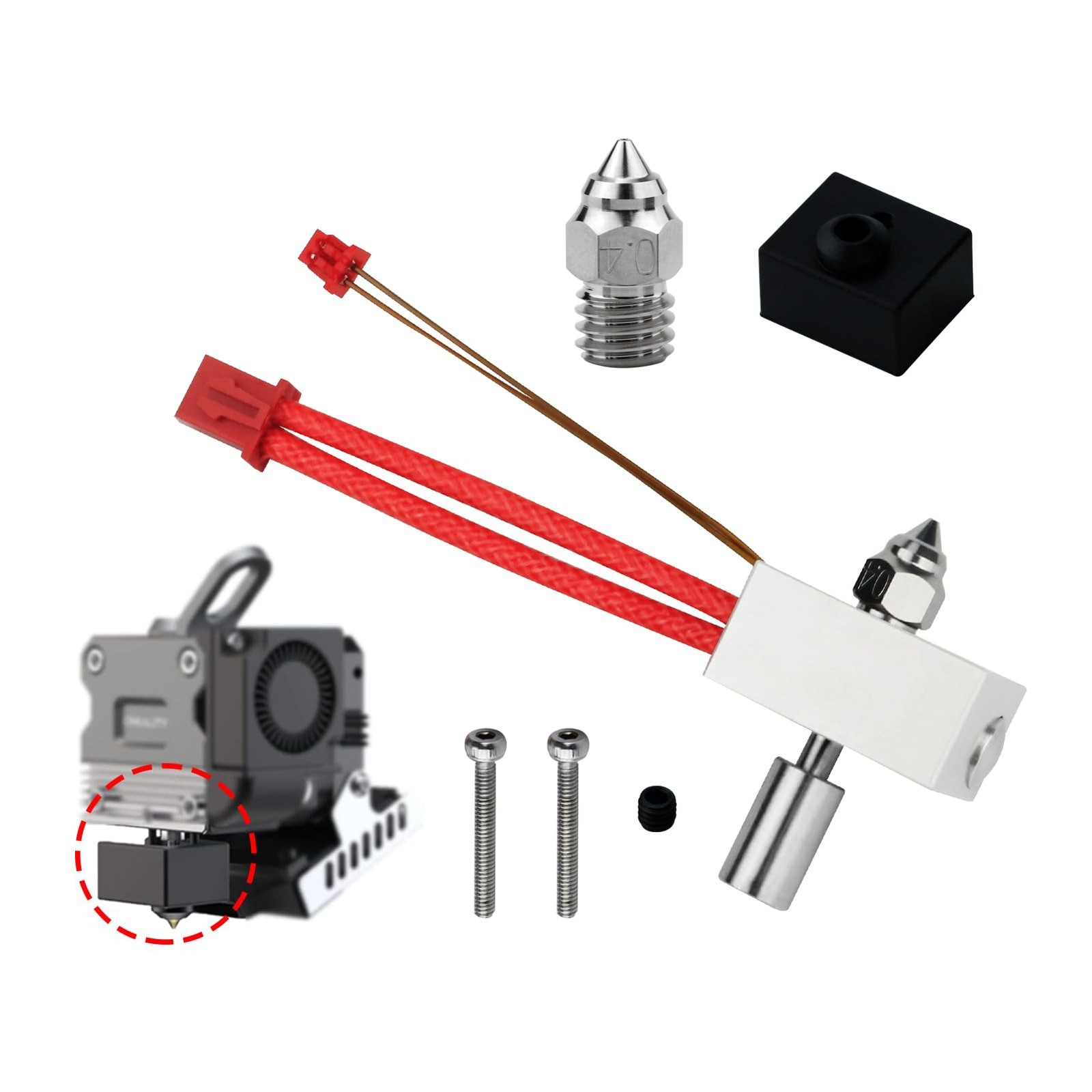 CR Official Sprite Extruder Heater Block Kit with Plated 0.4mm Nozzle High...