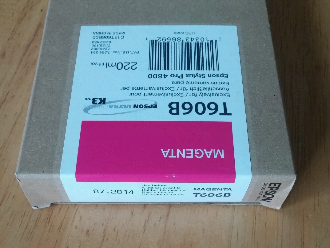 06-2016 GENUINE EPSON T606B MAGENTA 220ml K3 INK STYLUS PRO 4800