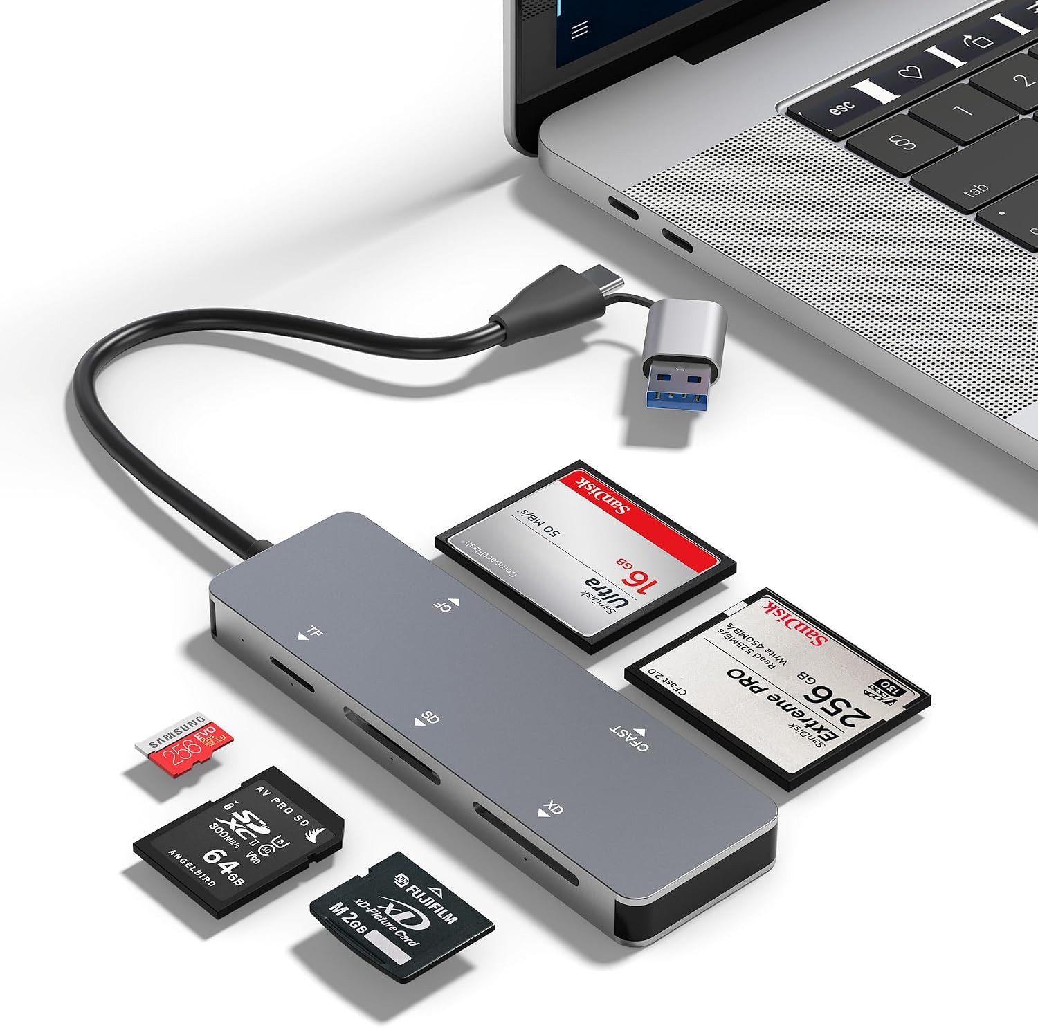 Cfast 2.0 Card Reader, USB C/A Cfast Card Reader 5Gbps Cfast/Cf/Sd/Tf/Xd - 5
