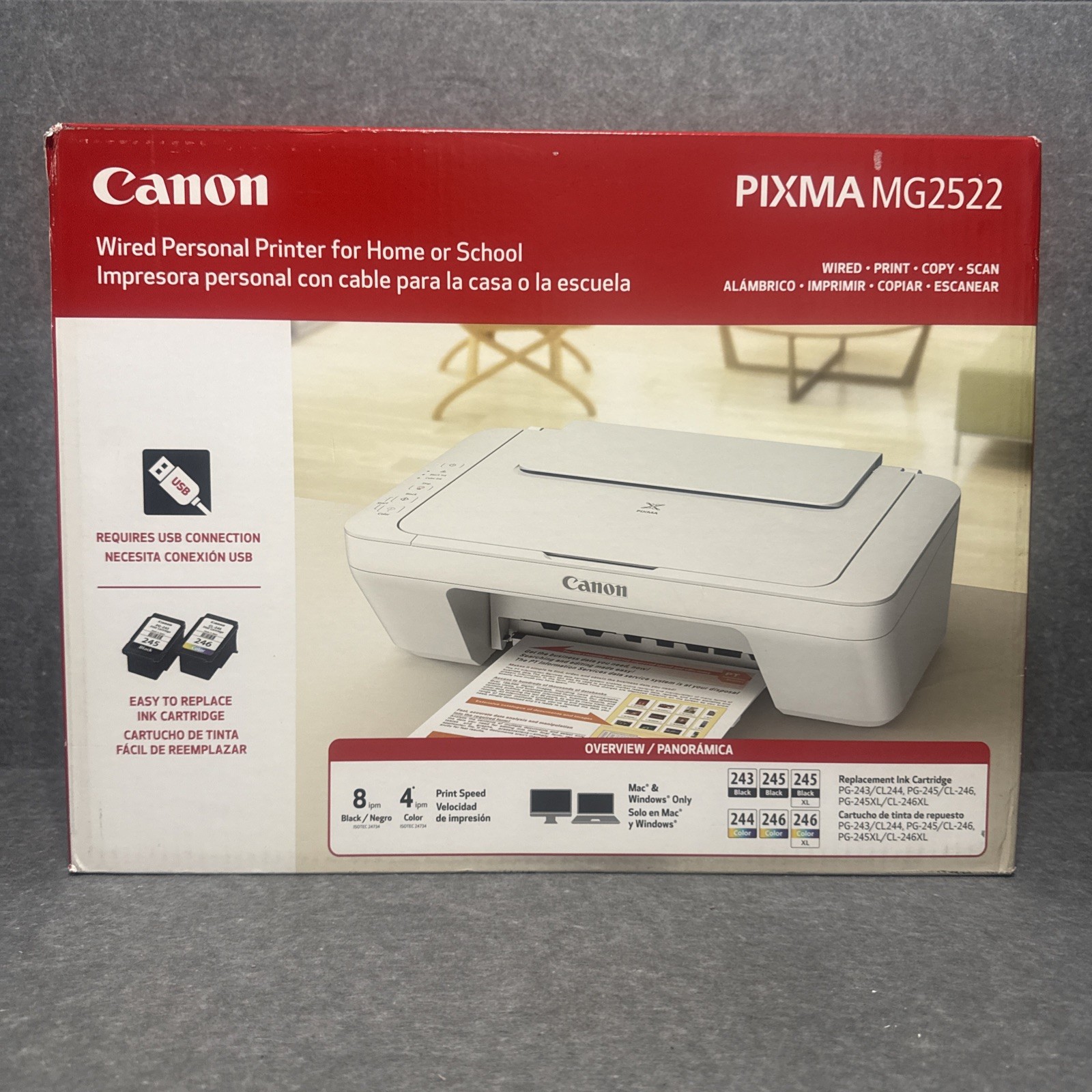 CANON PIXMA MG2522 All-In-One Wired USB Inkjet Printer Scanner Copier NEW Sealed
