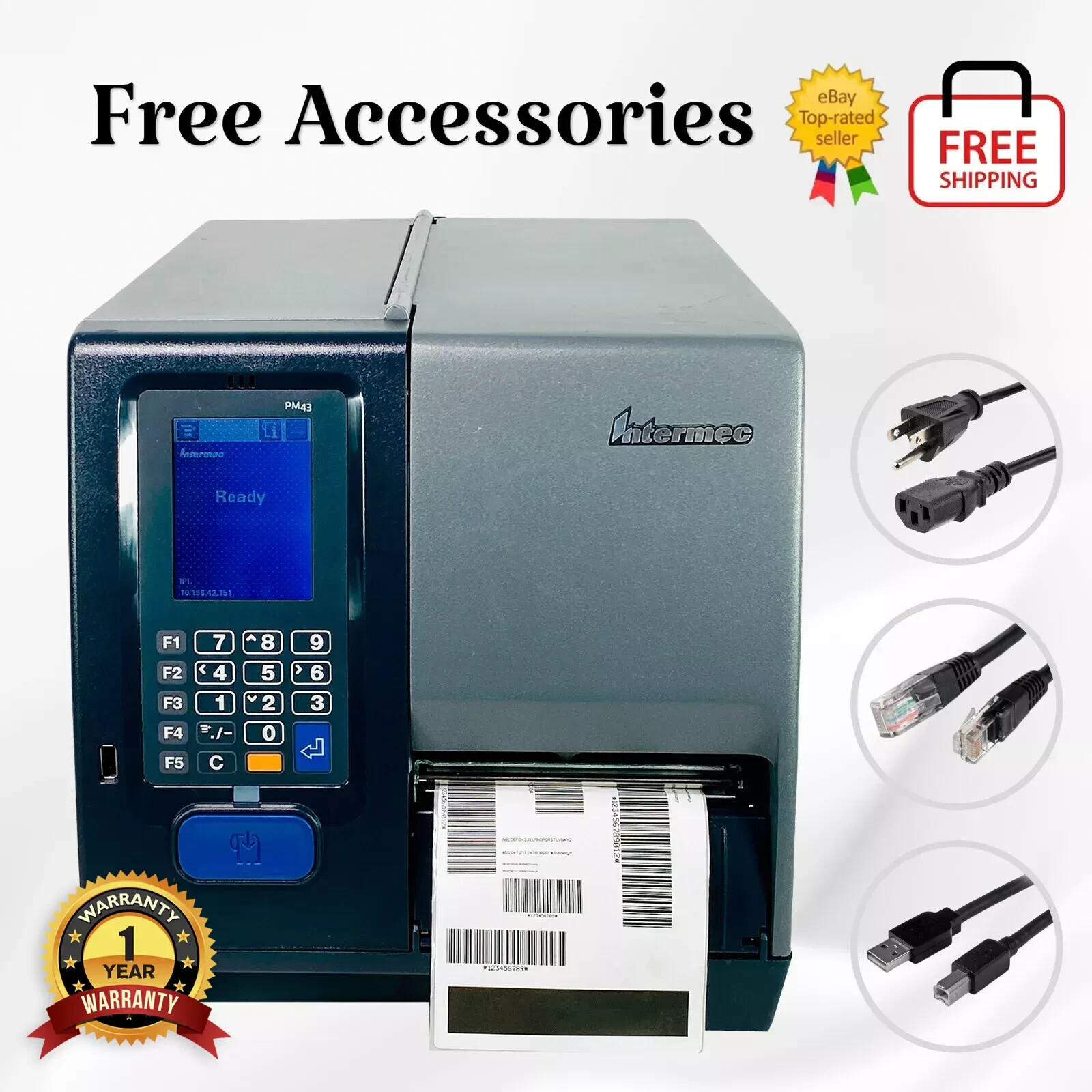 Intermec PM43 Thermal Transfer Barcode Label Printer Rewind USB LAN 1YR WARRANTY