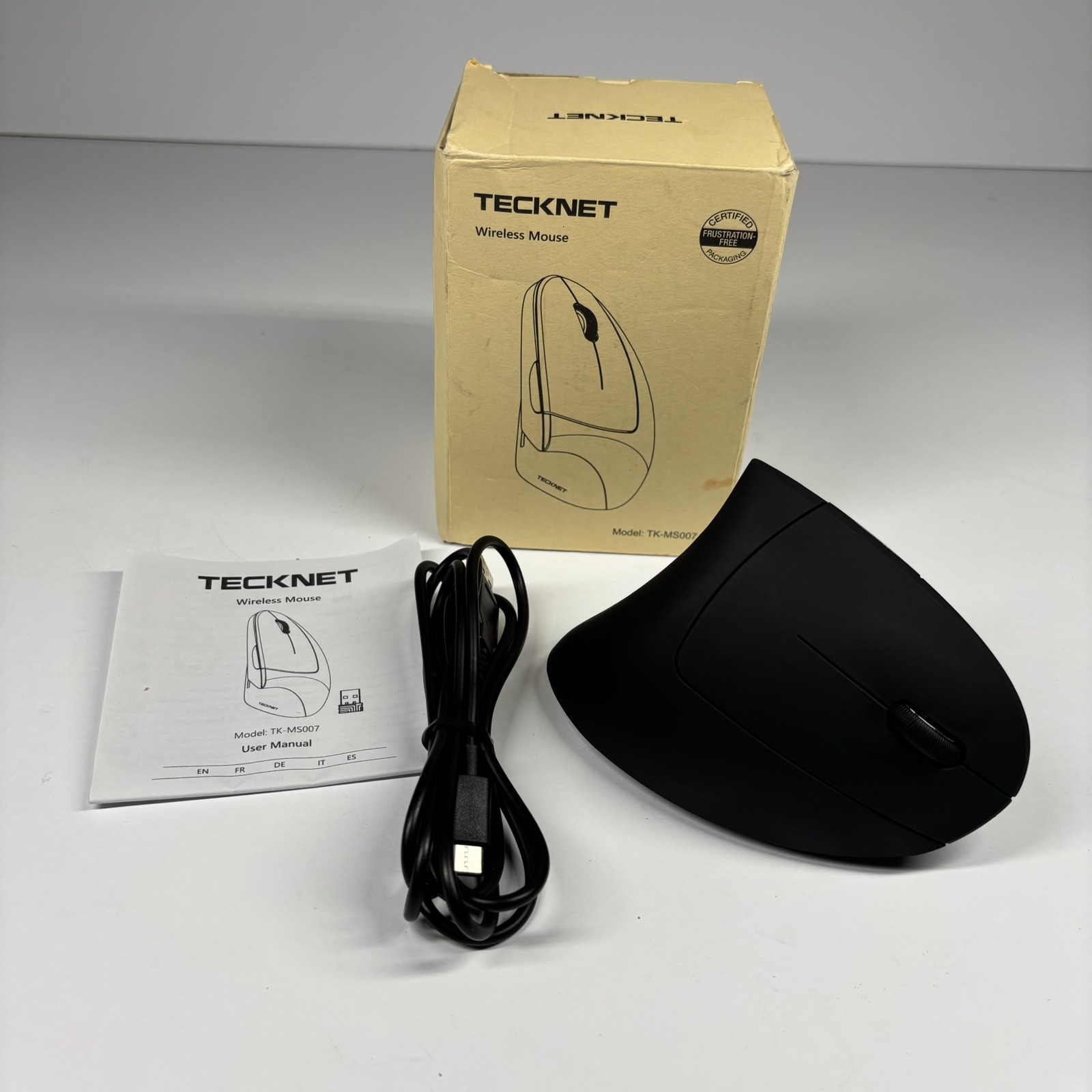 TECKNET TK-MS007 Ergonomic Wireless Mouse Black *USB Receiver Missing*