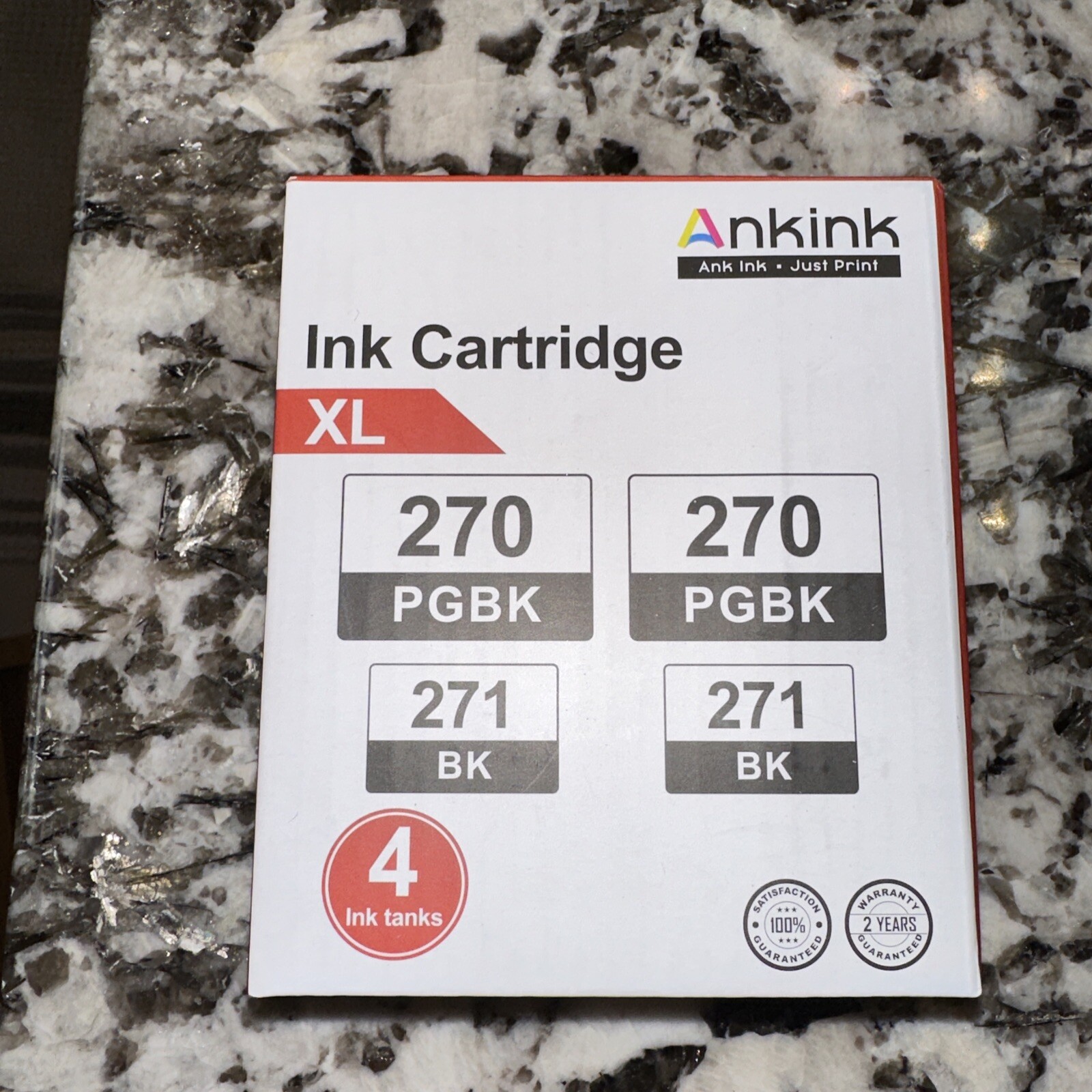 Ankink Compatible Canon Ink Cartridge PGBK-270 XL/271-BK BOX OF 4 TANKS NEW SEAL