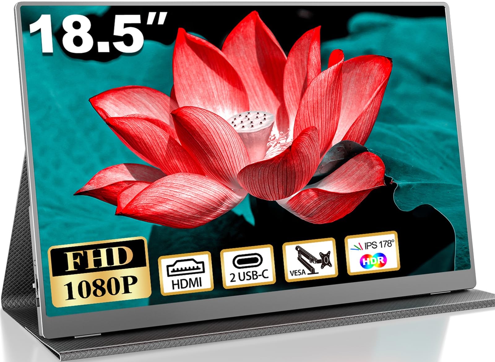 18.5 Inch Portable Monitor for Laptop, FHD 1080P 100% sRGB Travel Monitors fo...