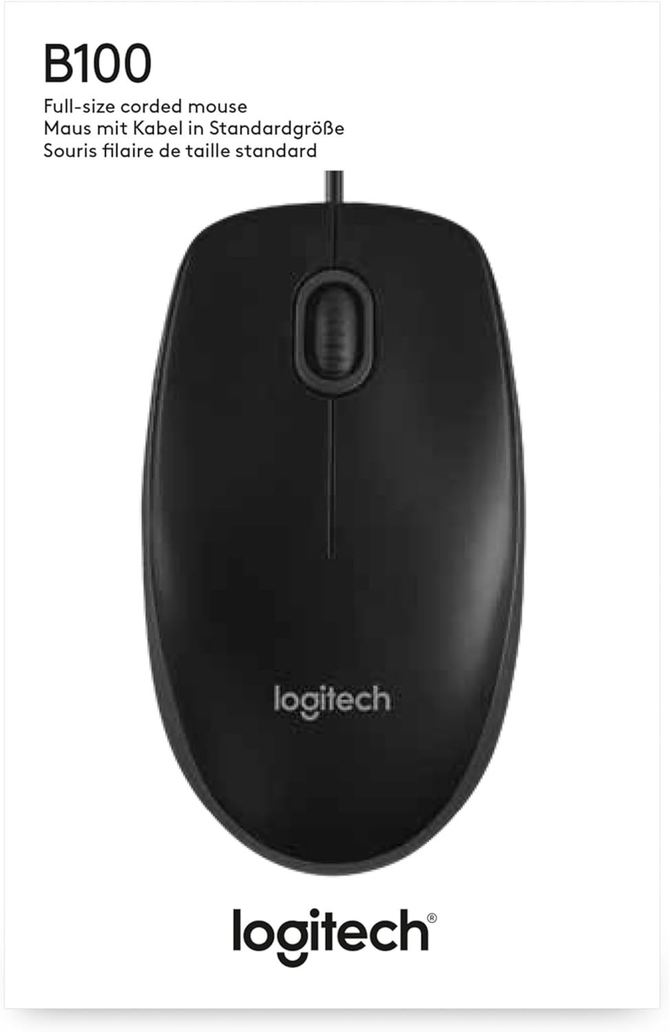 Logitech B100 Optical USB Mouse Color Black Model 910-003357 brand New