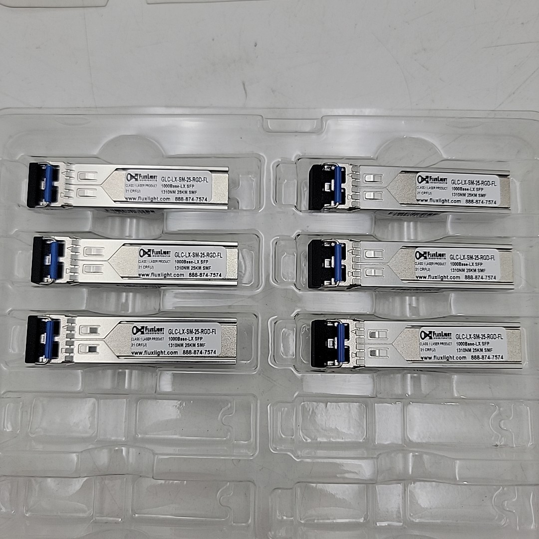 6 Pack New Fluxlight GLC-LX-SM-25-RGD-FL Optical Transceiver Module