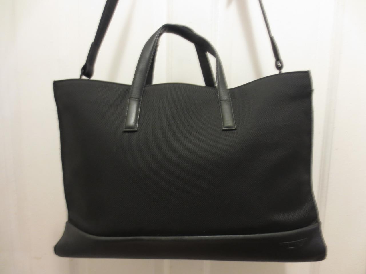 TUMI Ballistic Nylon & LEATHER Briefcase Purse  43009D3 Black Travel CASE BAG