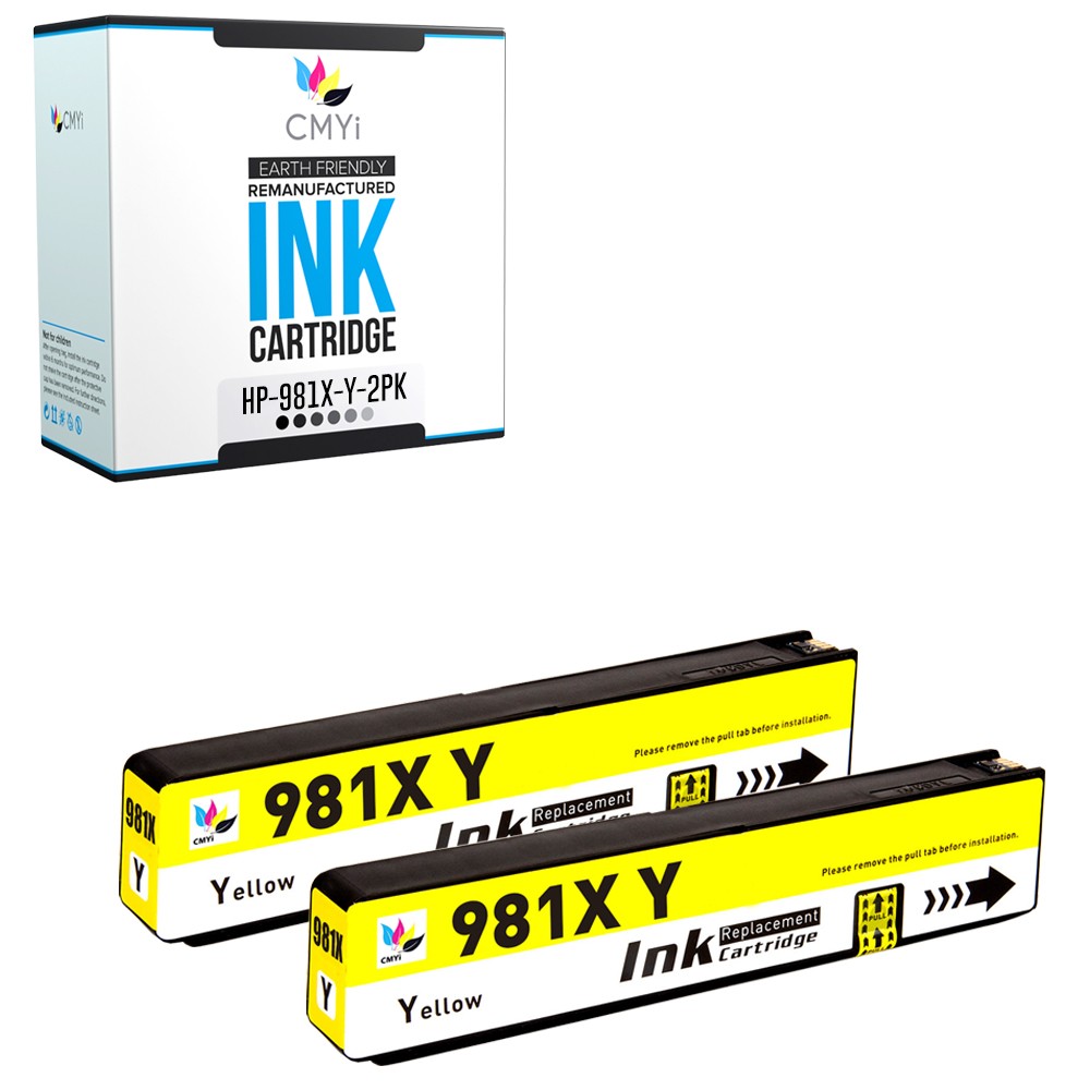 2-Pack Compatible CMYi 981X Yellow Ink for HP PageWide Enterprise Color 556xh