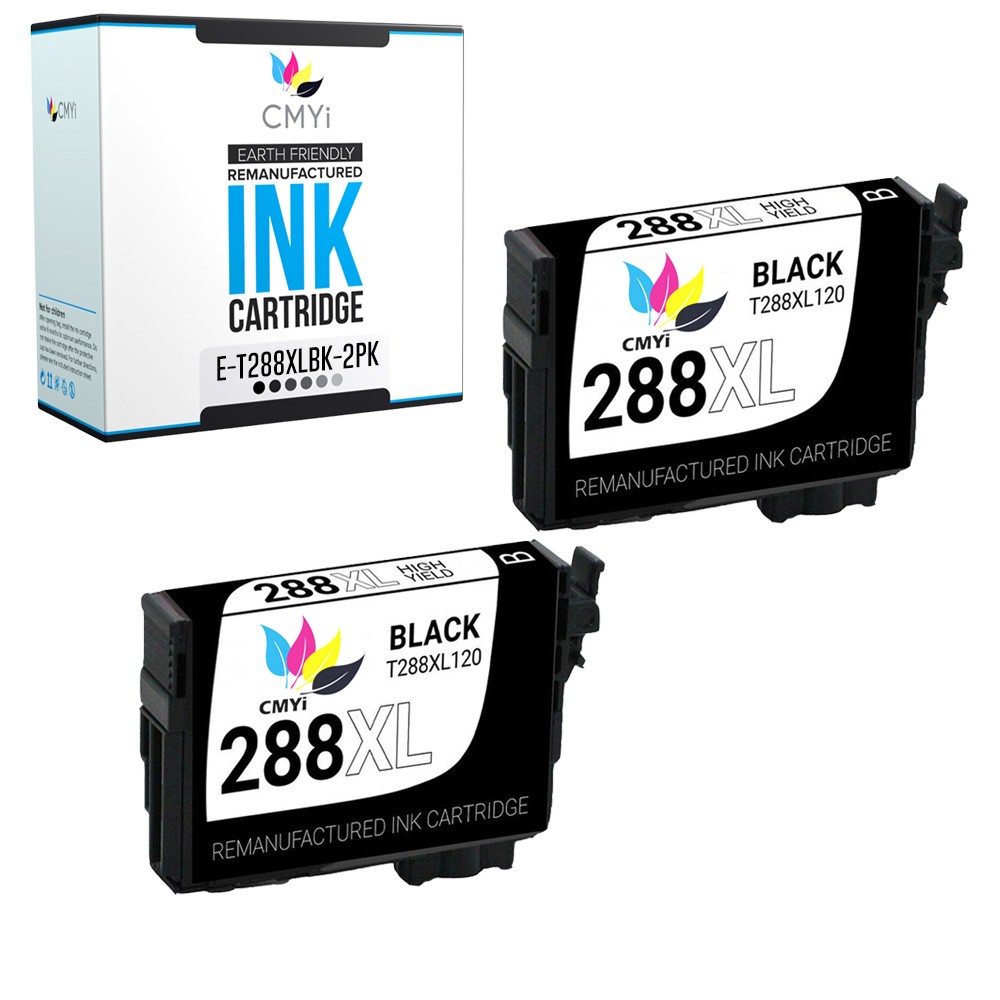 2-Pack CMYi Replacement T288XL Black Ink Cartridge for Epson Expression XP-330
