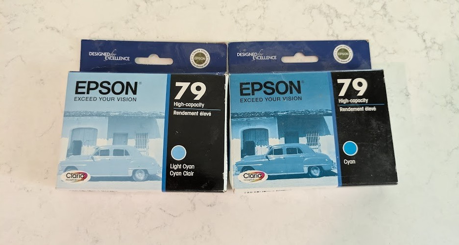 Epson 79 High Capacity Ink Cartridges Cyan & Light Cyan Genuine OEM EXPIRED 2016