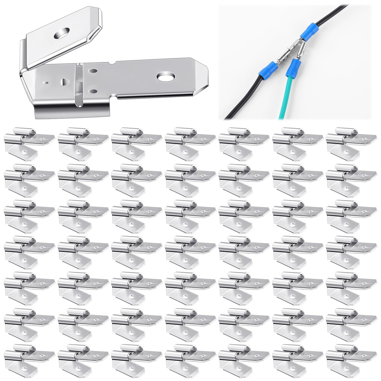 Tellegloww 50 Pcs Double Piggyback Spade Connectors Electrical Male...