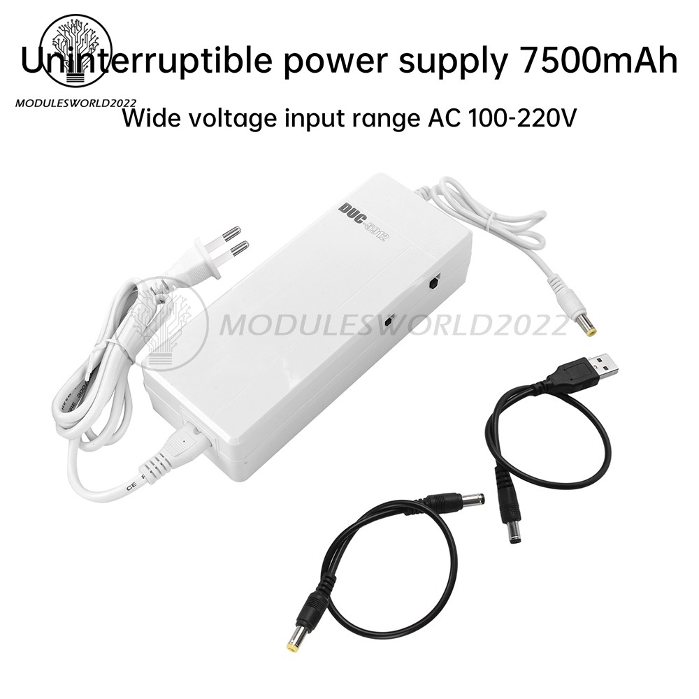 AC 100-220V to DC 5V9V12V Emergency UPS Uninterruptible Power Supply 30W 7500mAh