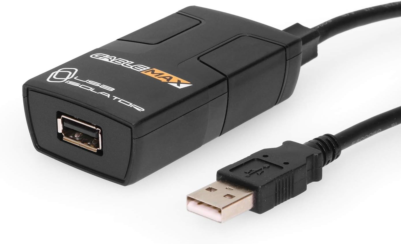 USB 2.0 Isolator - Hi-Speed 480Mbps, Surge Protection, No Drivers Black 