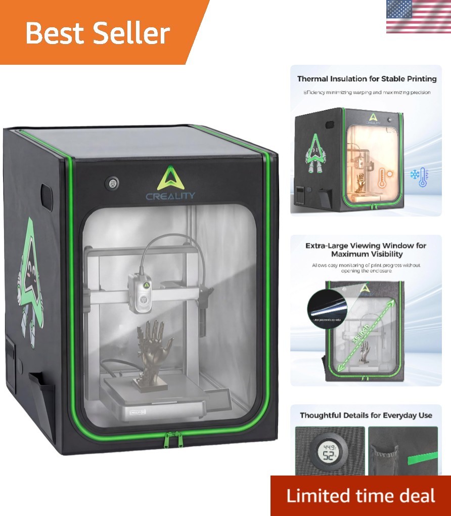 3D Printer Enclosure with Ventilation & LED Light 27.56"×29.53"×35.43" 3D Pri...