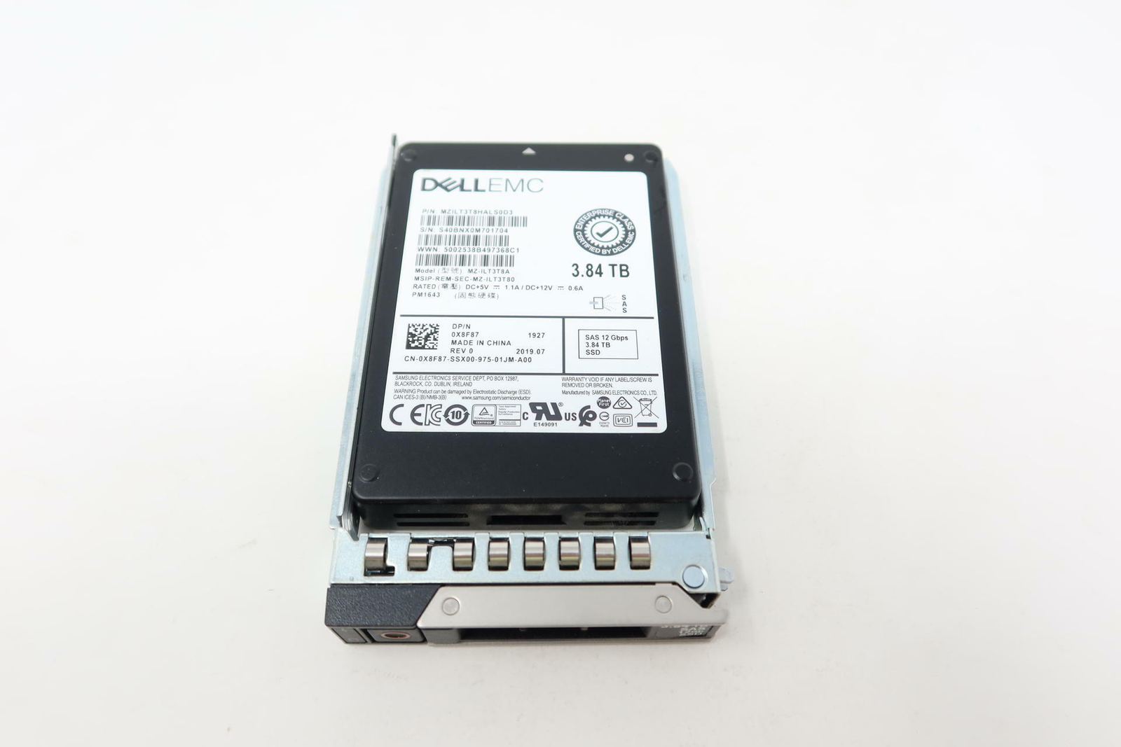 X8F87 Dell 3.84TB SAS  2.5" 12G RI SSD Solid State Drive MZ-ILT3T8A