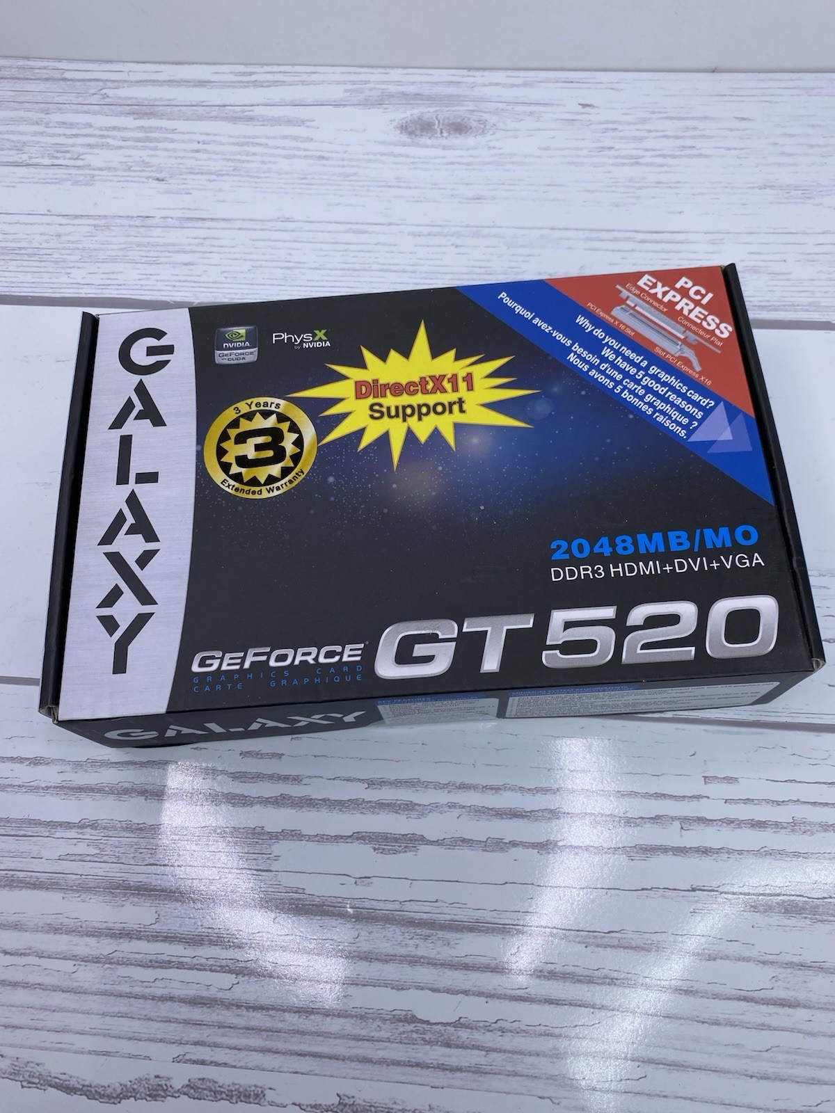 NEW GALAXY Nvidia GEFORCE GT 520 2048 MB MO DDR3 MEMORY 1 CARD SEALED BOX