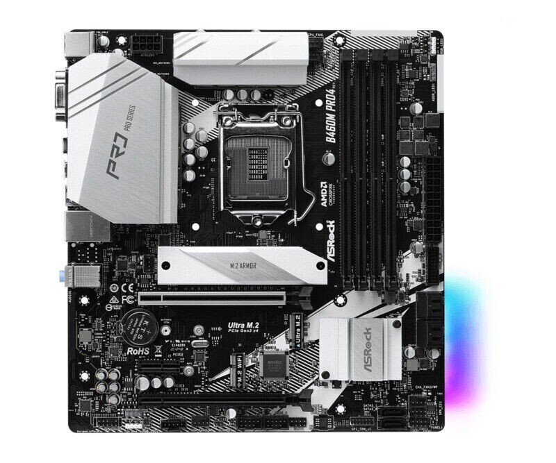 ASRock B460M PRO4 LGA 1200 Intel B460 SATA 6Gb/s Micro ATX Intel Motherboard