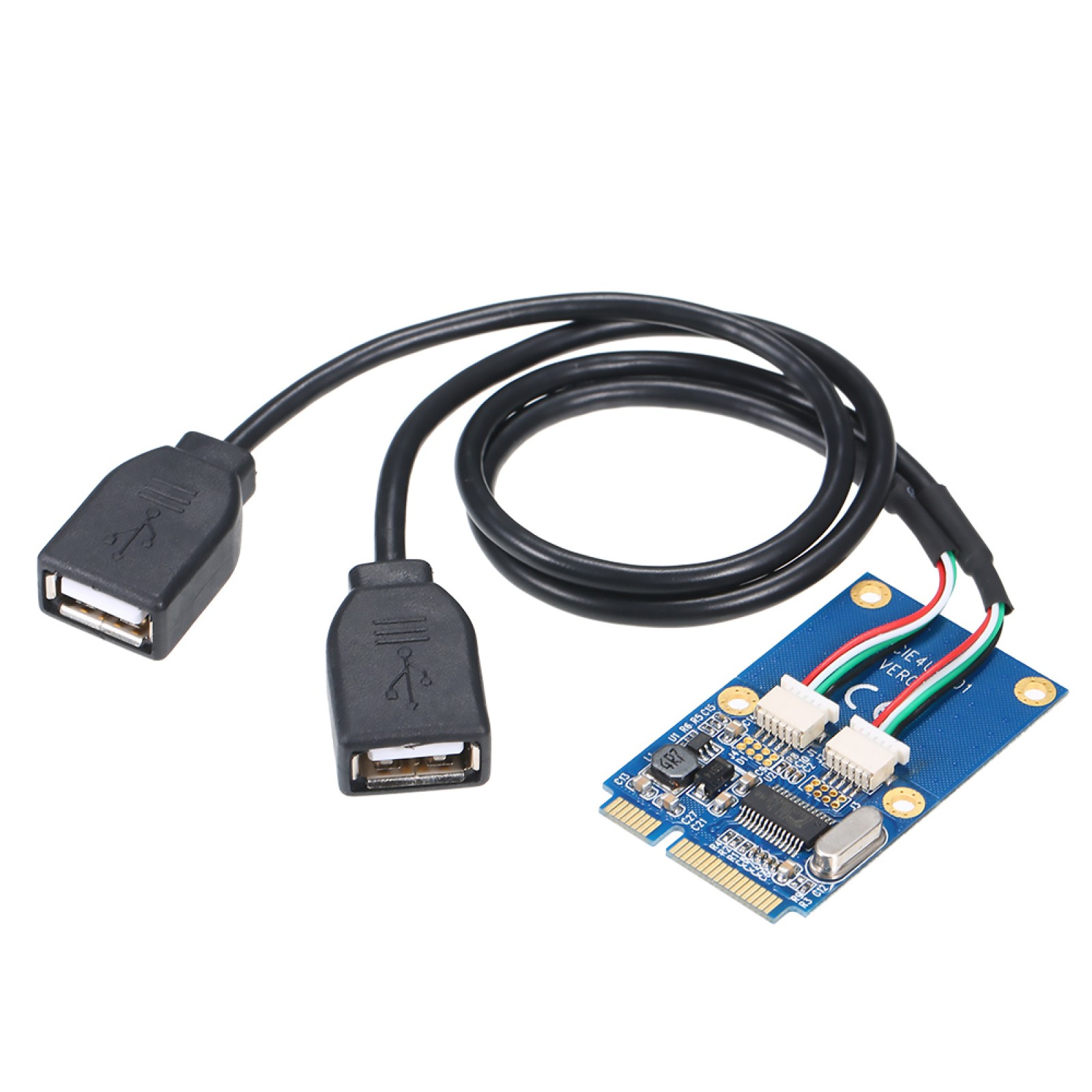 1Pcs Mini PCI-E PCI Express to 5 Pin Dual USB 2.0 Adapter Riser Expansion Card n