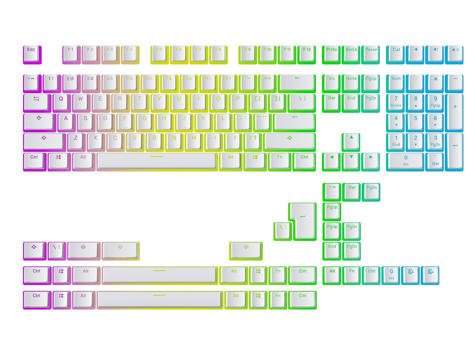 White Pudding v2 PBT Keycaps 145 Key Double Shot Translucent OEM ANSI ISO