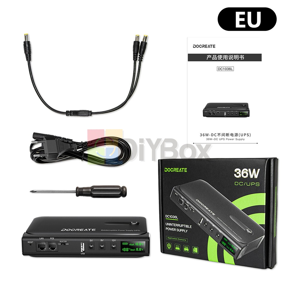 DC1036L 36W Digital UPS Uninterruptible Power Supply for Router 5V9V12V/15V/24V