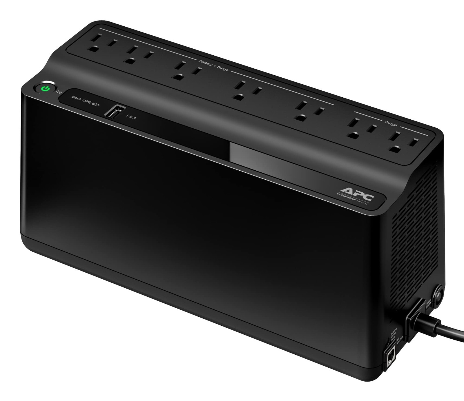 APC BE600M1 Back-UPS 600VA 330W Battery Backup UPS 7-Outlet USB Surge Protector