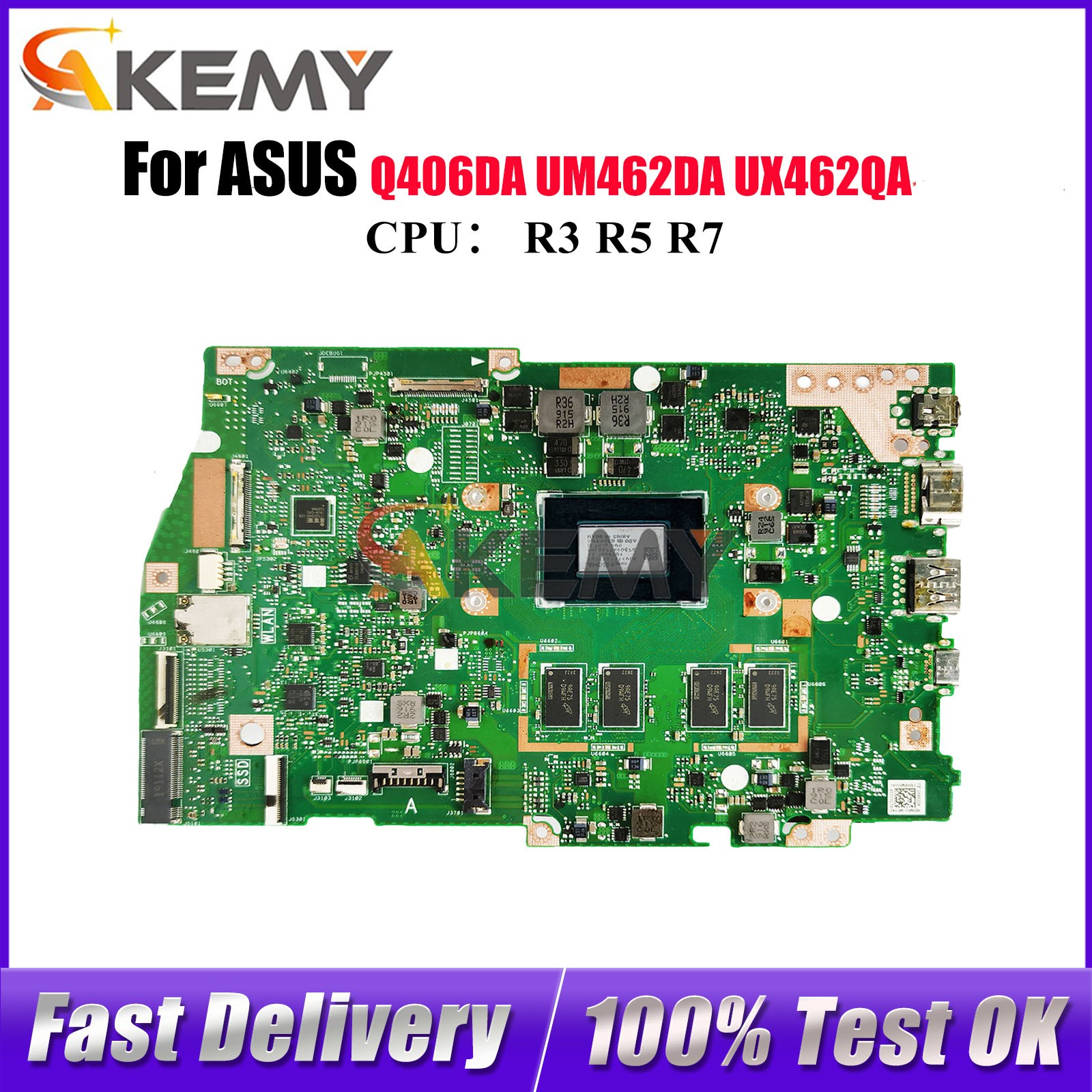 UX462DA Laptop Motherboard For ASUS Q406DA UM462DA UX462QA Mainboard W/CPU