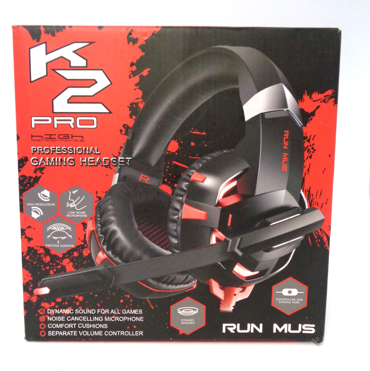 Run Mus K2 Pro High Performance Surround Gaming Headset for PS4 Xbox One And PC