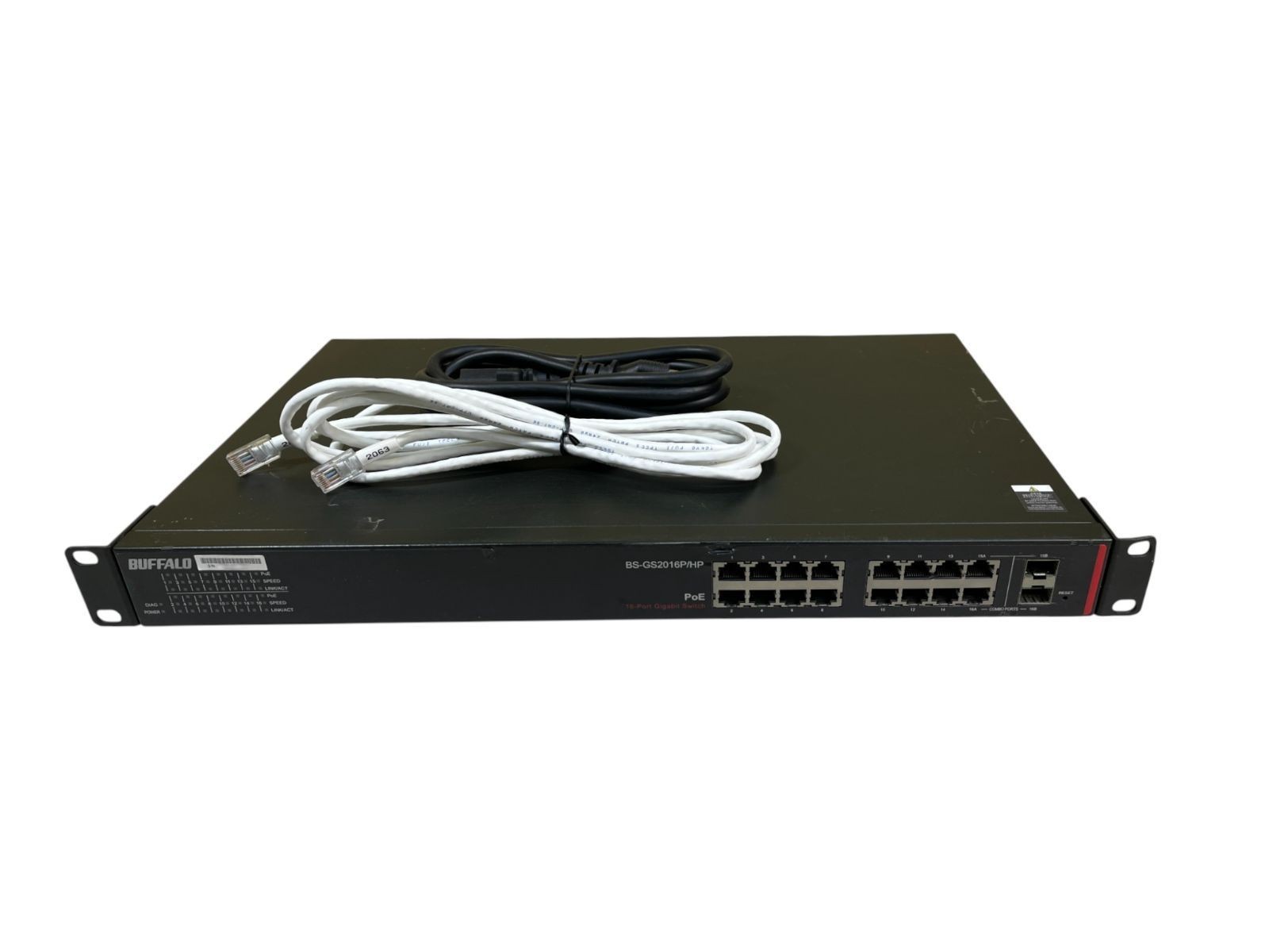BUFFALO BS-GS2016 Layer 2 Giga Smart Switch 16-port BS-GS2016P/HP w/Cable Tasted