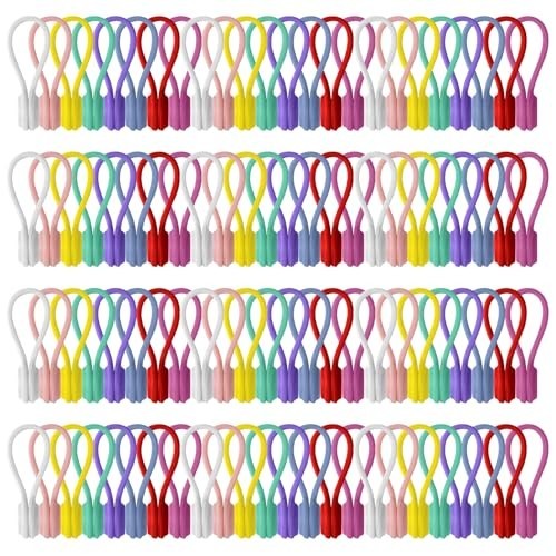 96 Count Reusable Silicone Magnetic Cable Organizers, 8 Colors, 6 Inch