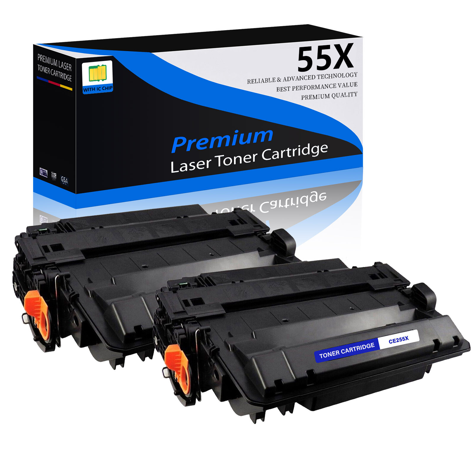 2PK CE255X 55X Toner for HP LaserJet P3015d P3015dn P3015n P3015x P3016 Printer
