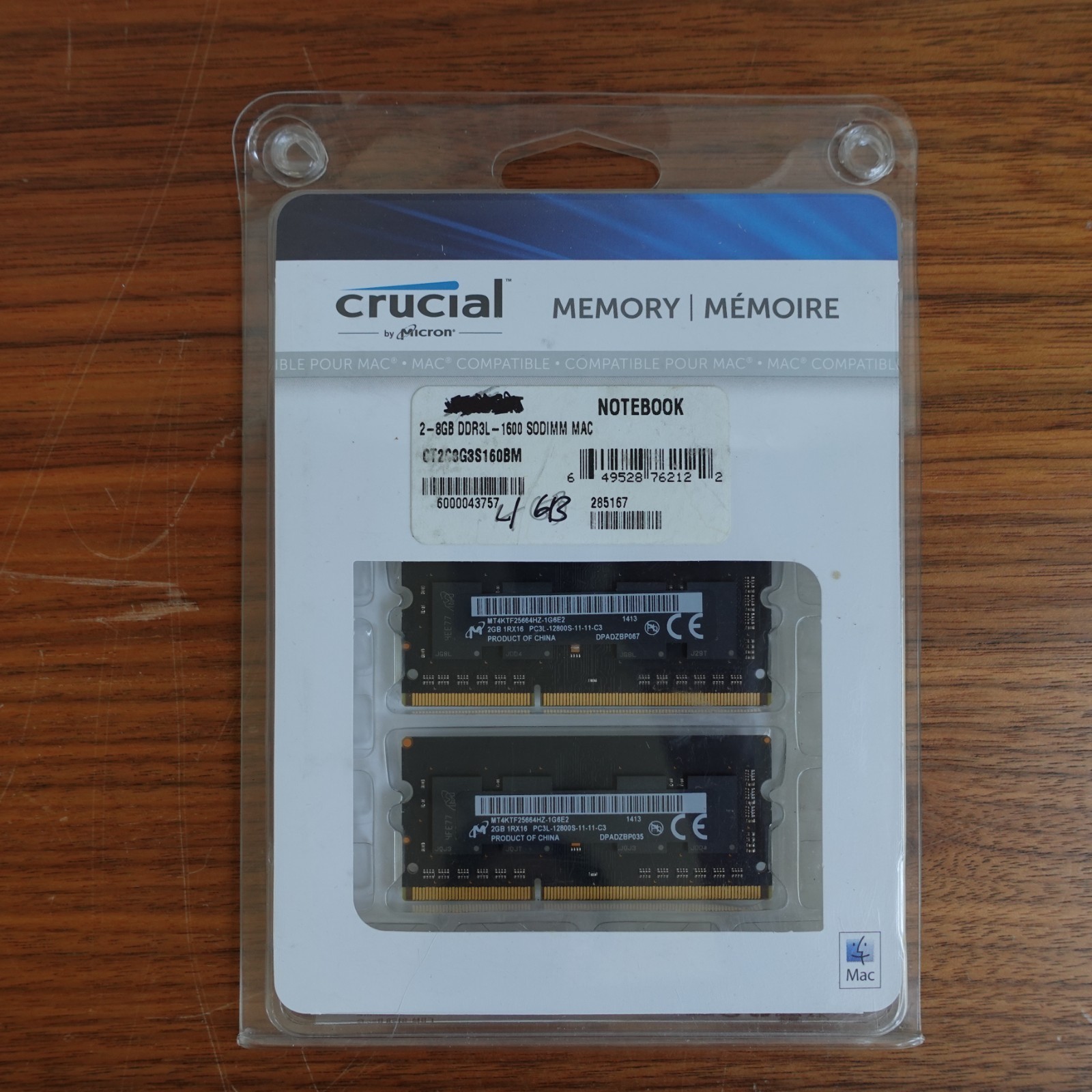 Crucial Memory by Micron 2GBx2 Laptop Memory Ram  MAC Compatible New