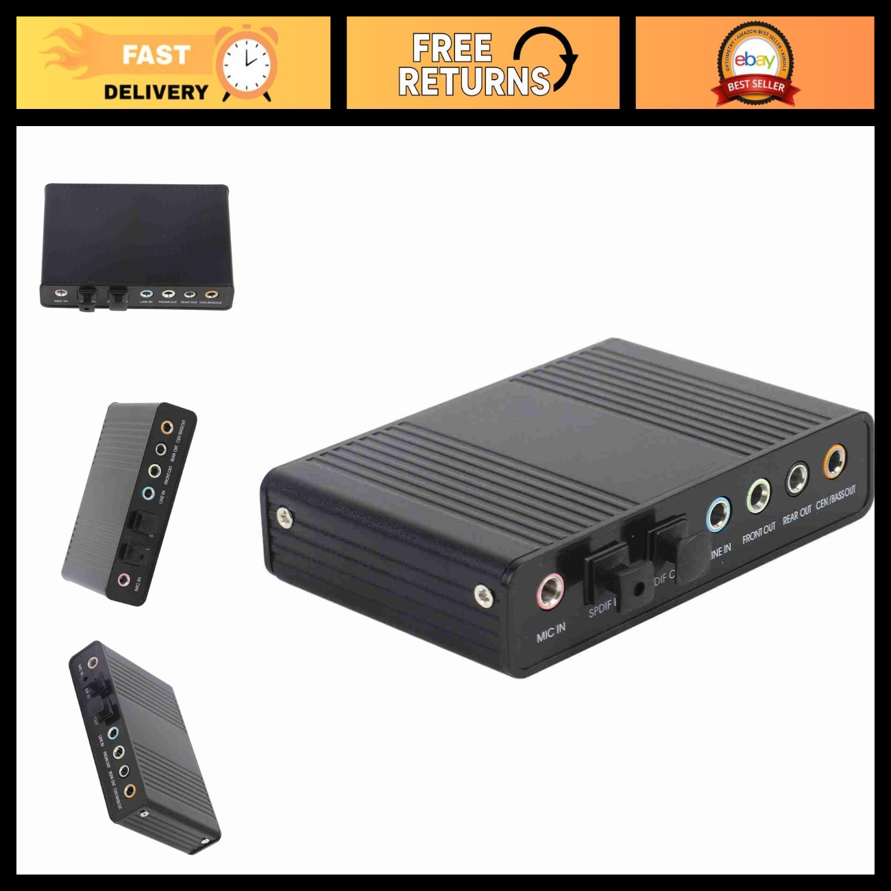 6 Channel USB Sound Card Adapter for PC & Laptop, Digital Optical SPDIF Output