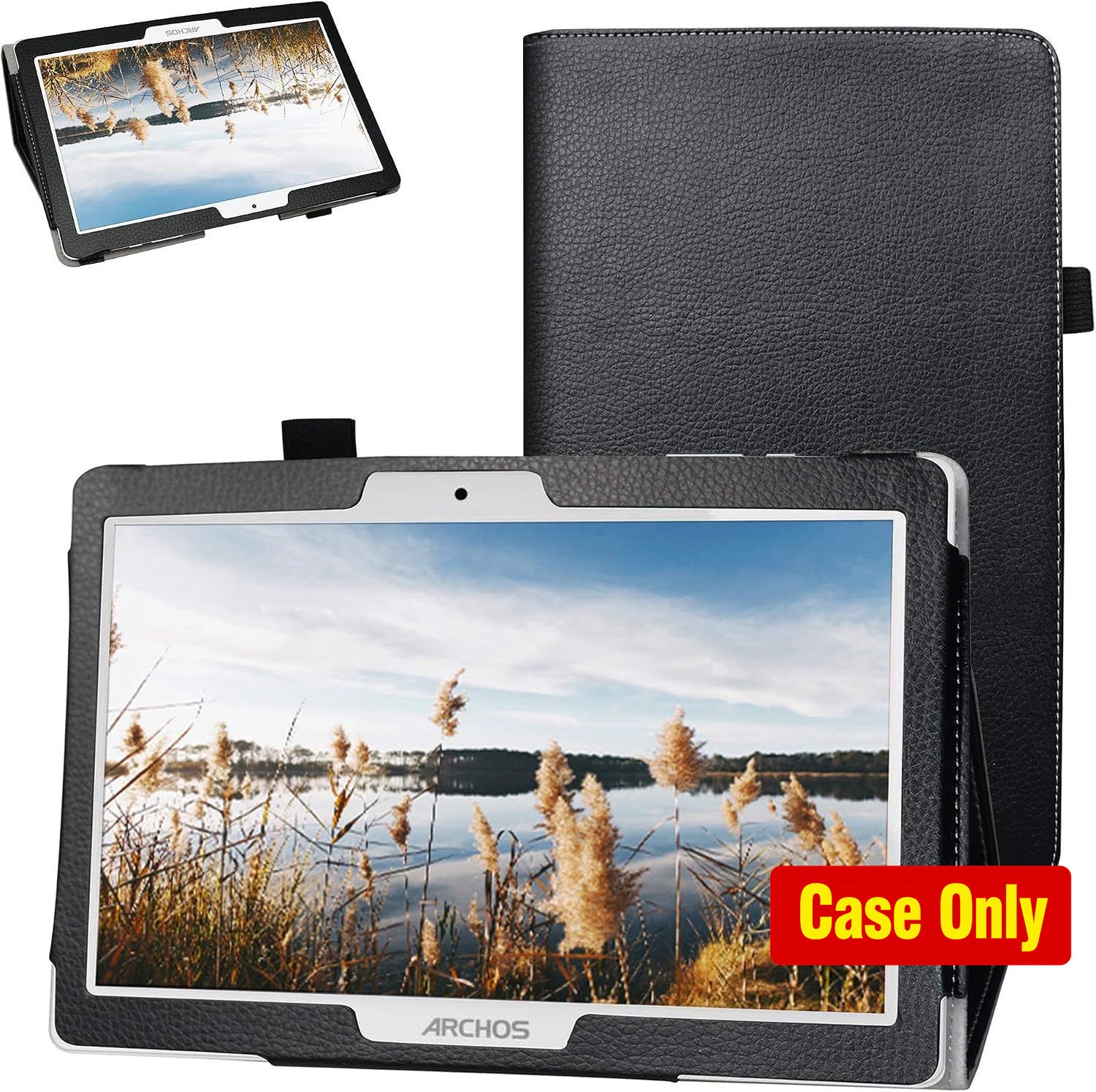 Case for Digiland DL1036 Tablet - PU Leather Folio 2-Folding Stand Cover, Black