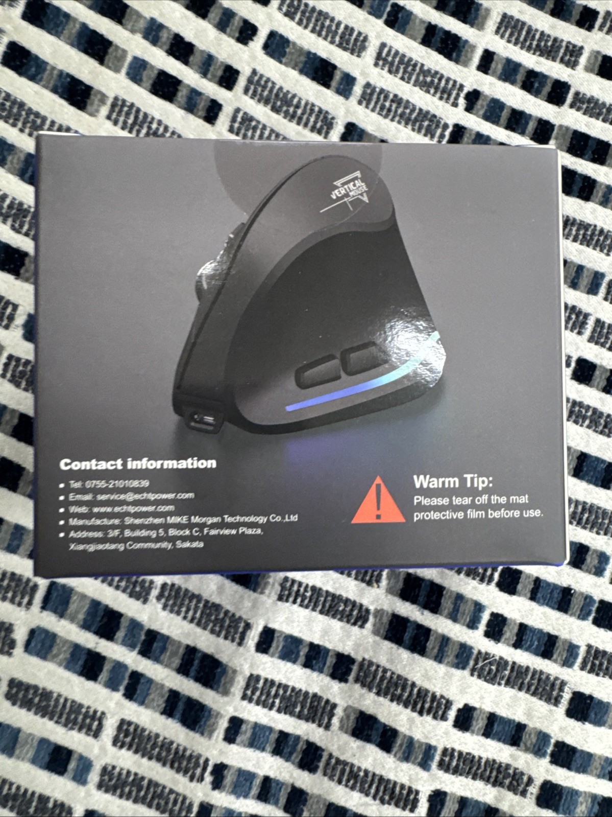 Rechargeable 2400DPI Optical Wireless Mouse USB Vertical Ergonomic PC Laptop