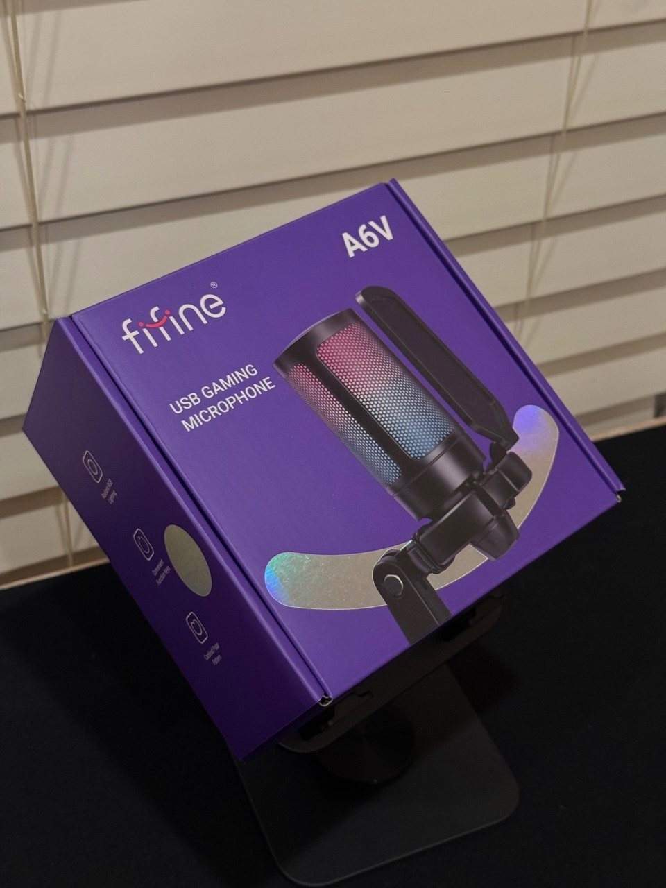 FIFINE AmpliGame A6V USB Gaming Microphone RGB PC PS5 Black NEW