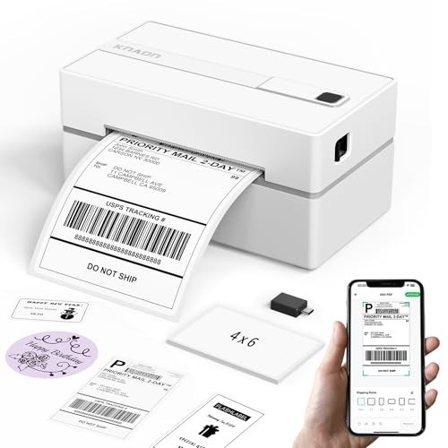 Compact 4x6 Shipping Label Printer with Bluetooth Connectivity for Fast Printing