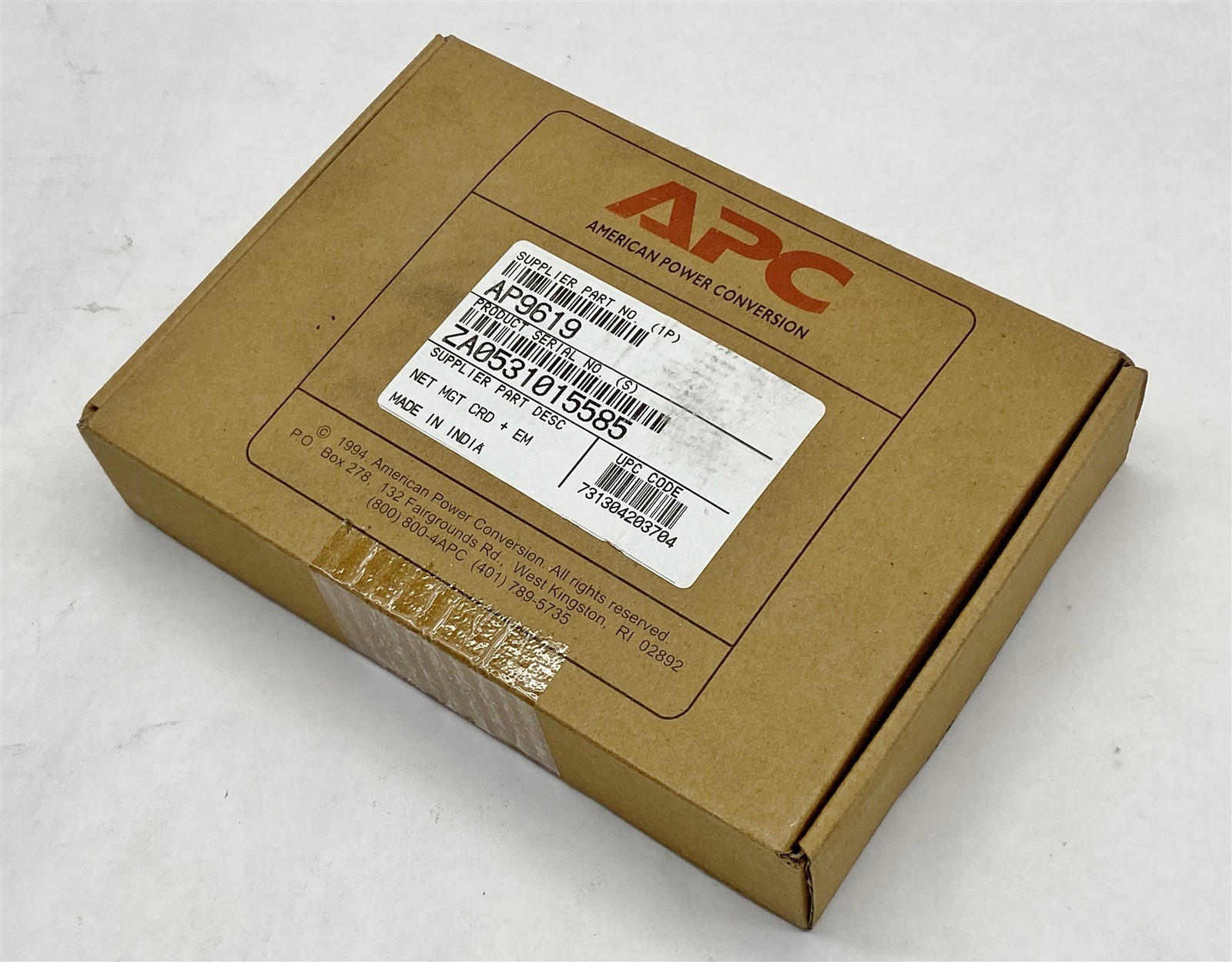 APC AP9619 Network Management Card w/Environmental Monitoring +AP9512TBLK New