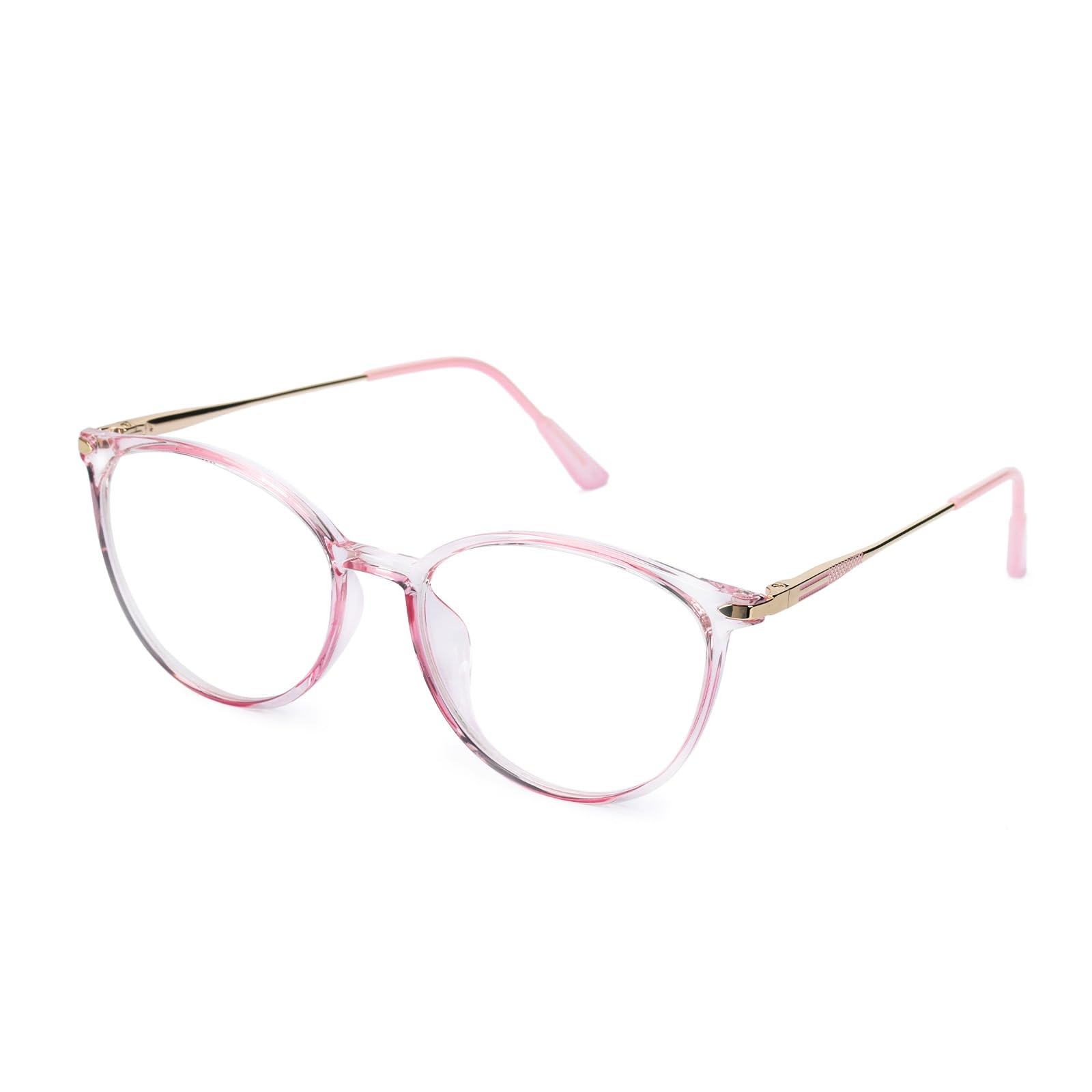 Blue Light Blocking Glasses, Round Frame, Pink, Men and