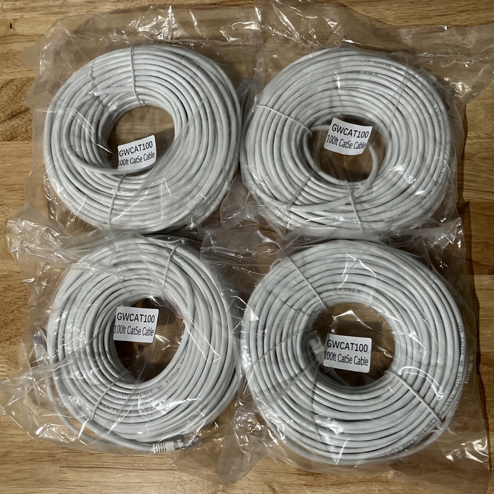 BRAND NEW 4 PACK 100 Feet Cat5e Ethernet Networking Patch Cables - GWCAT100