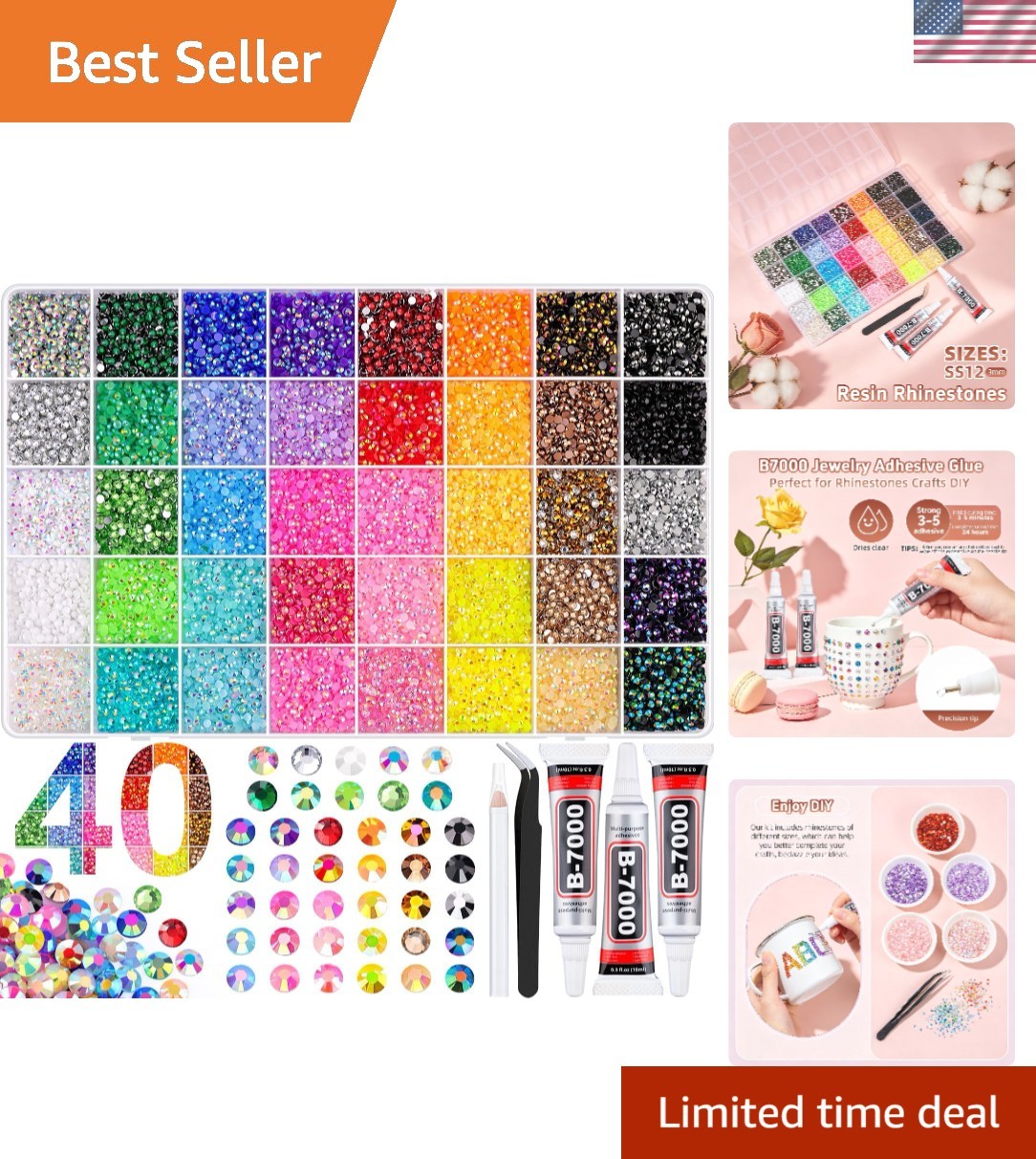 40000Pcs 40 Colors Resin Jelly Rhinestones for Bedazzling Kit 3Mm Gems |