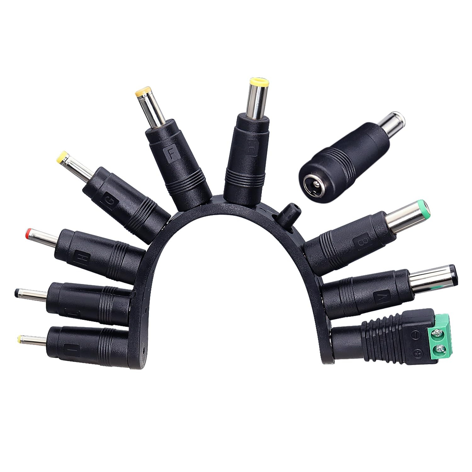 10 PCS 5.5x2.1mm Female Base To MultiSize Male Laptop DC Power Plug Tips