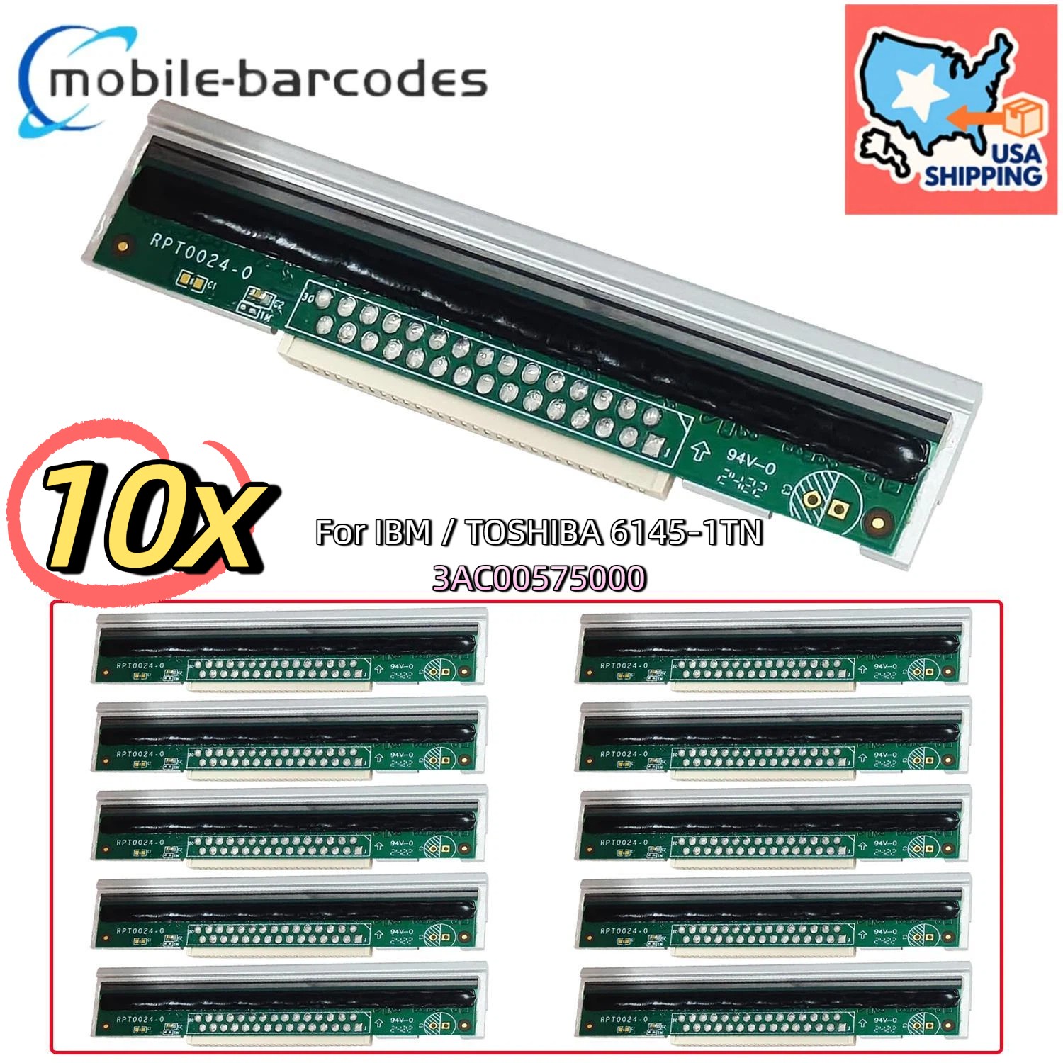 10pcs 203dpi Printhead For IBM TOSHIBA 6145-1TN POS Thermal Printer 3AC00575000