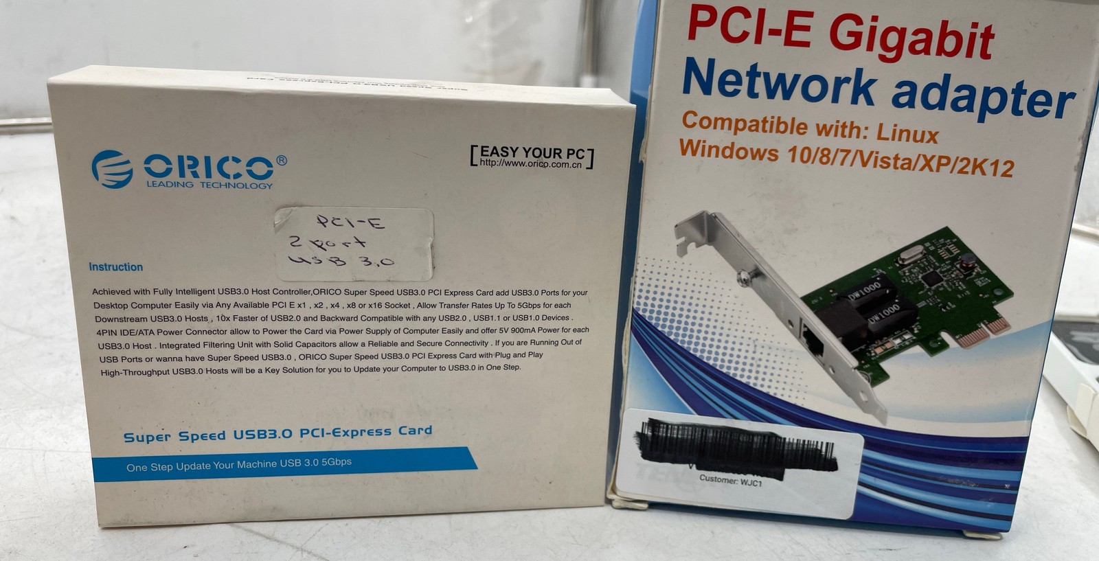 Tenext Chipset Gigabit PCI Express Ethernet Network Interface Card Lot of 2
