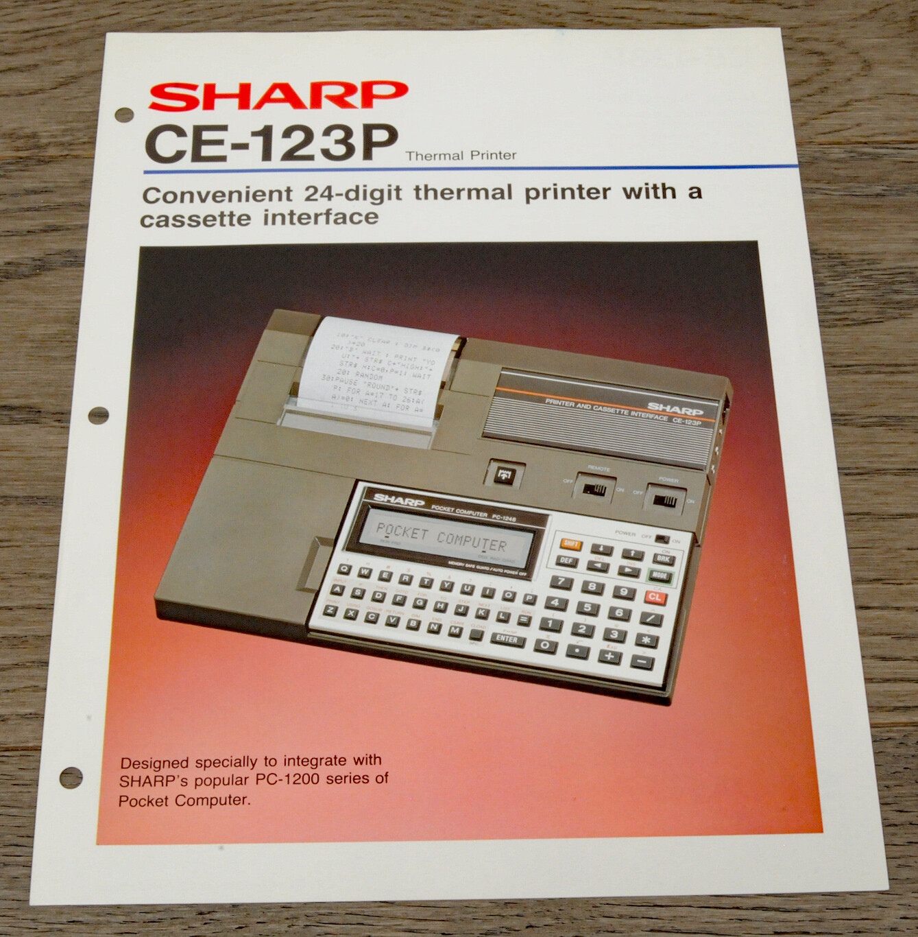 Vintage Sharp CE-123P Pocket Computer Thermal Printer Sales/Advertising Brochure