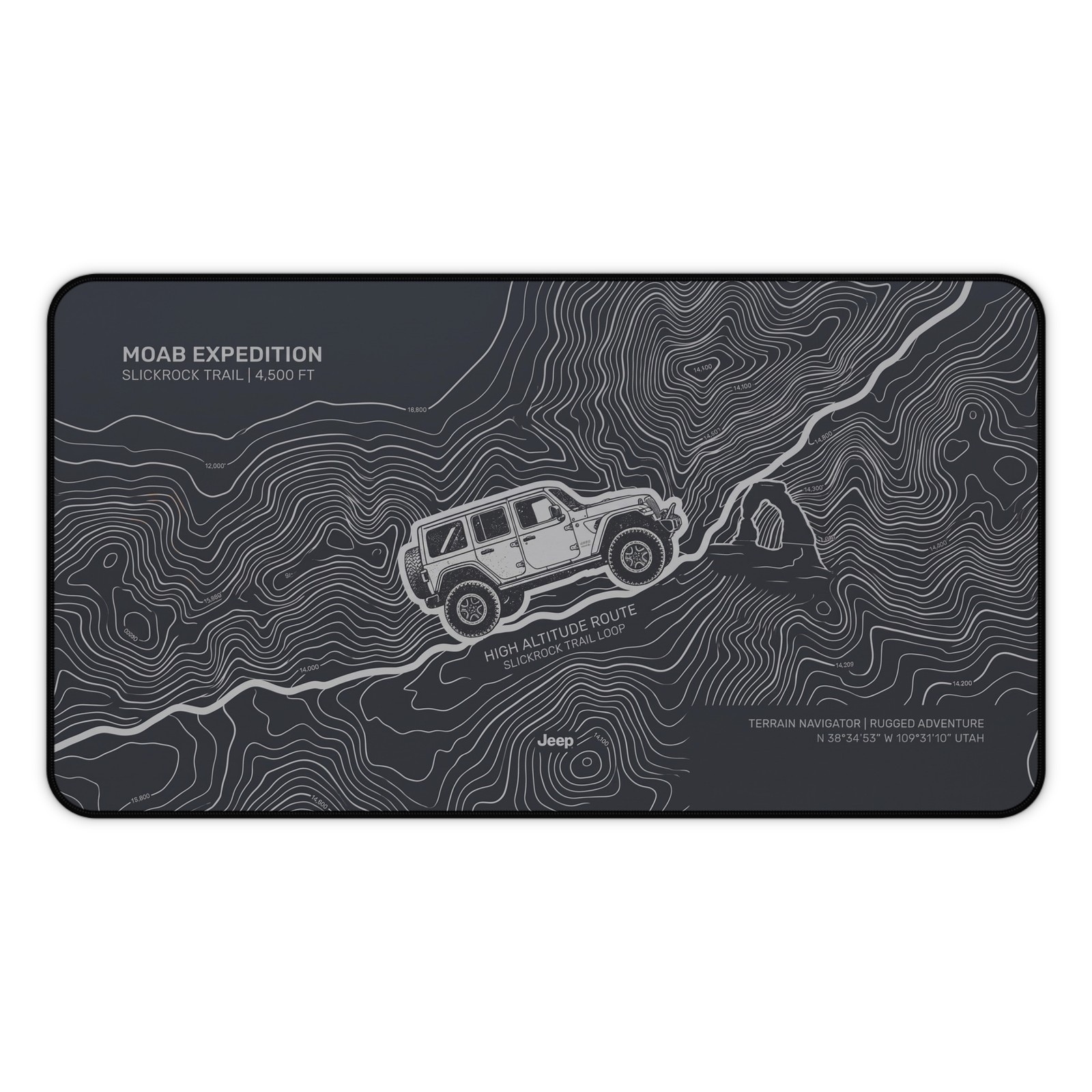 Moab Expedition Topographic Jeep Desk Mat | Adventure Map Mouse Pad