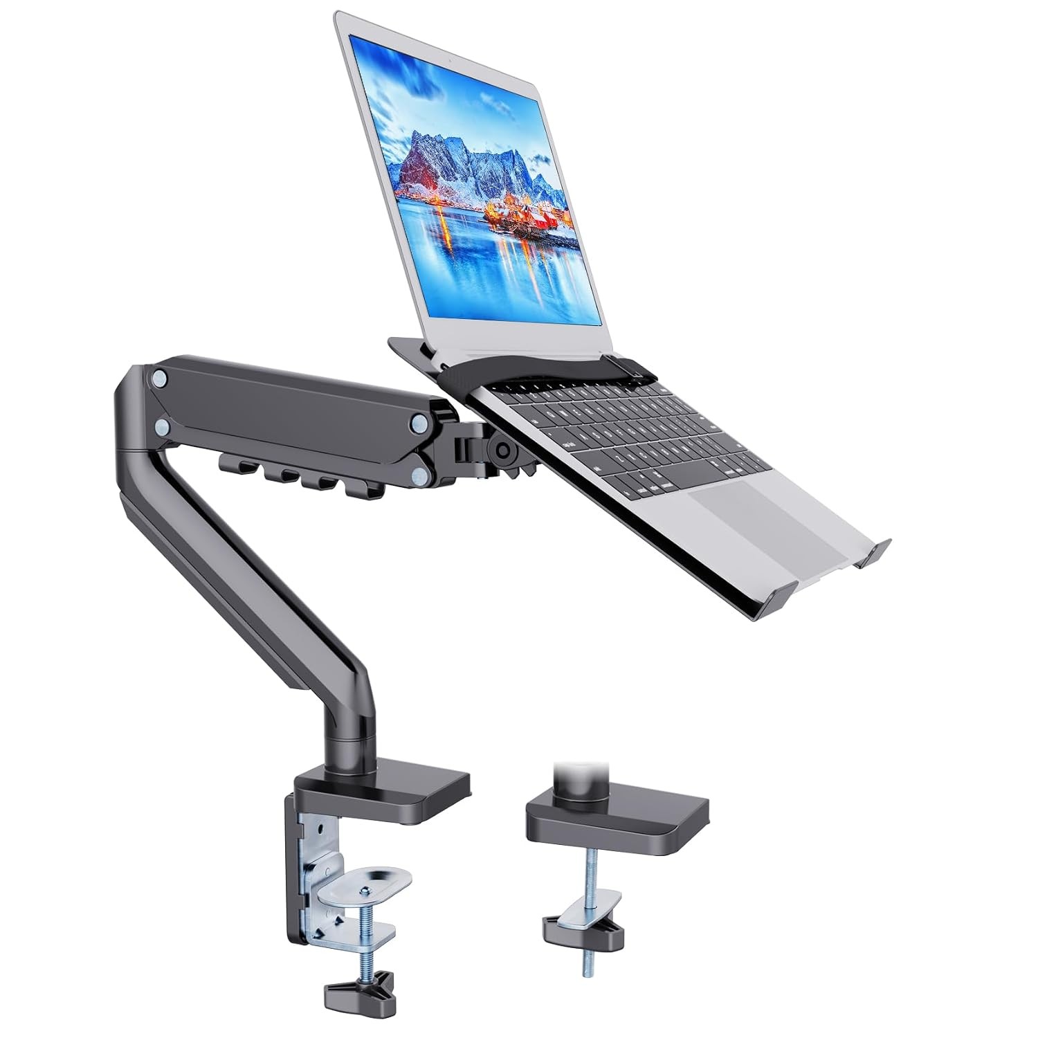 2-in-1 Gas Spring Laptop Desk Mount for 12"-17" Notebook/13"-32" Monitor