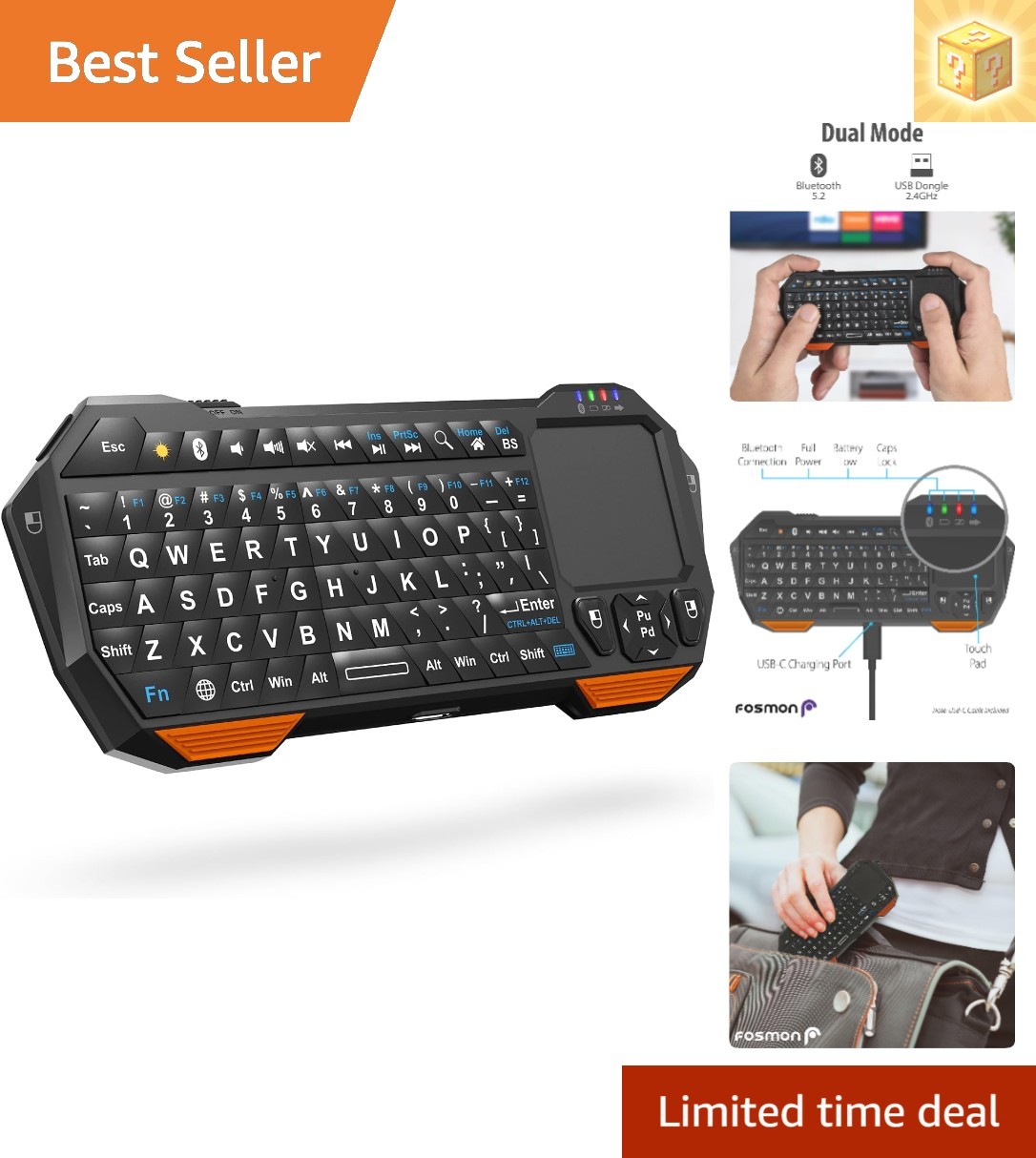 Versatile Mini Keyboard with Touchpad and Backlit for Gaming & Media Control