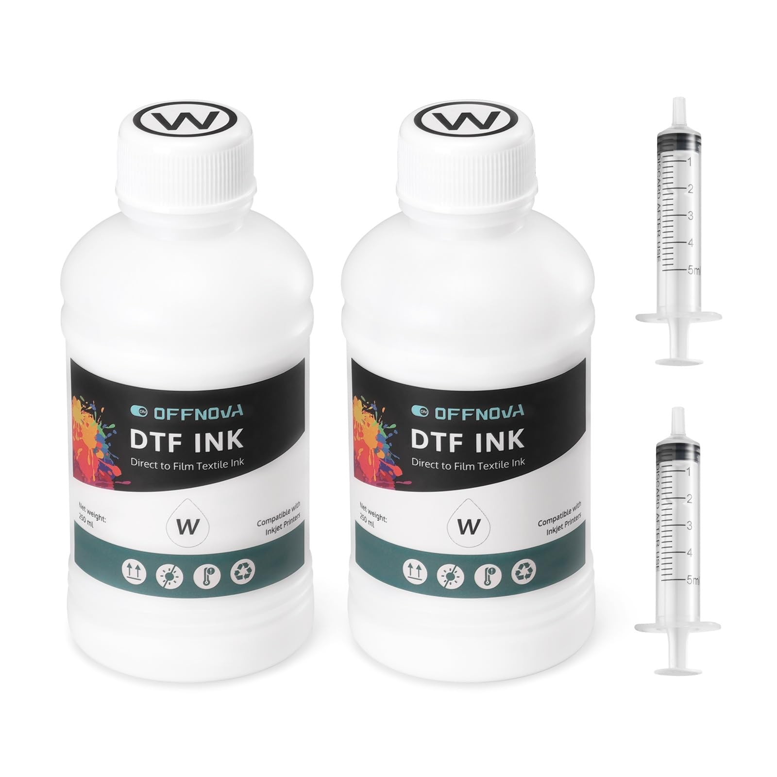 2 Pack 250ml Premium DTF White Ink Refill Fits ET8550 XP15000 L1800 L805
