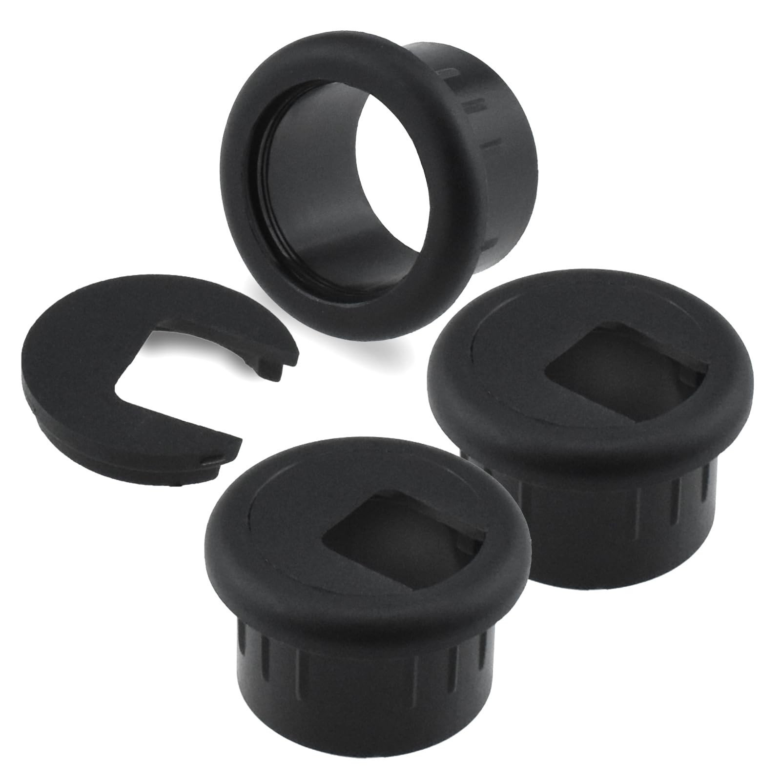 SDTC Tech 3-Pack 1 inch Desk Hole Wire Grommet Black Plastic 25mm,