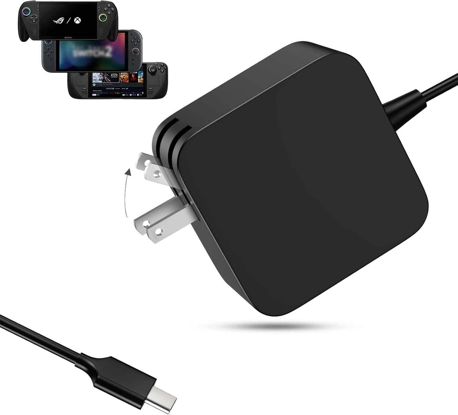 65W USB-C AC Adapter for Steam Deck, Switch OLED & Lite w/ Cable